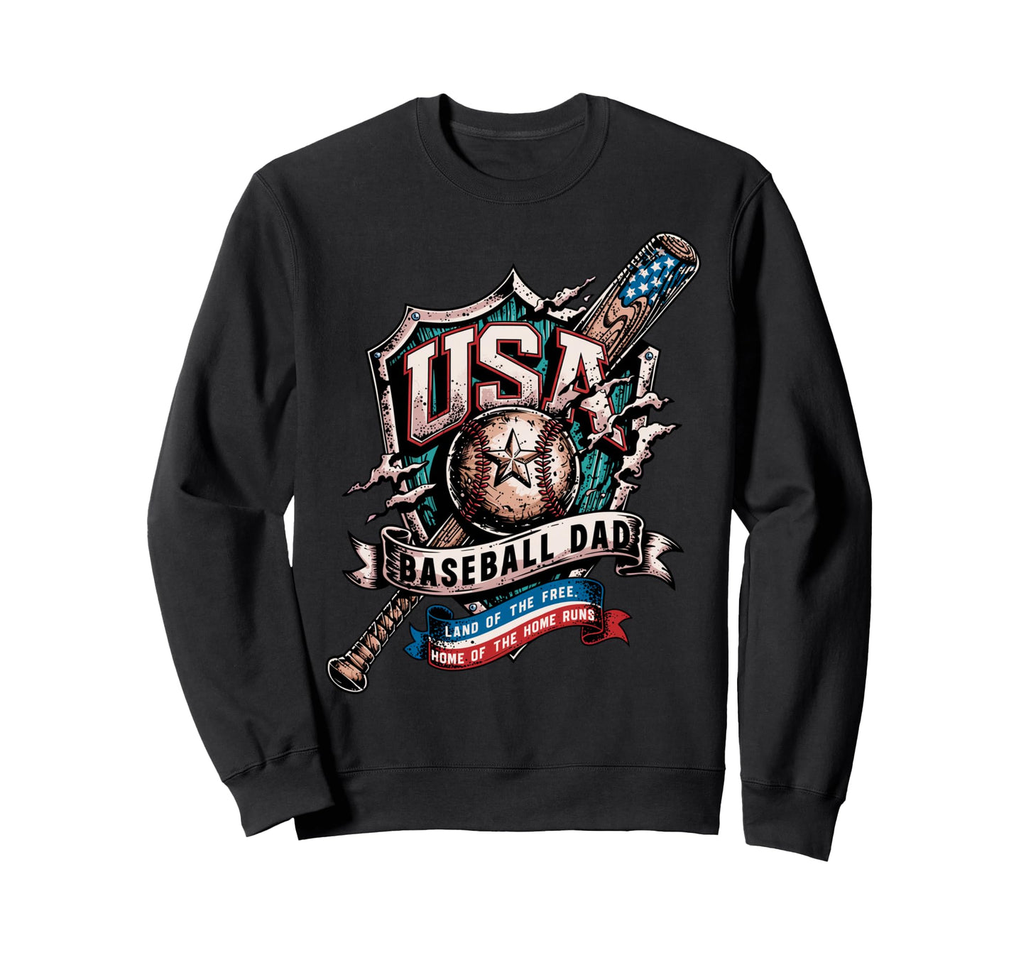 Usa American Baseball Dad Baseball Dad Sweatshirt - Unique Graphic Unisex - T-Shirt, Sweatshirt, Hoodie