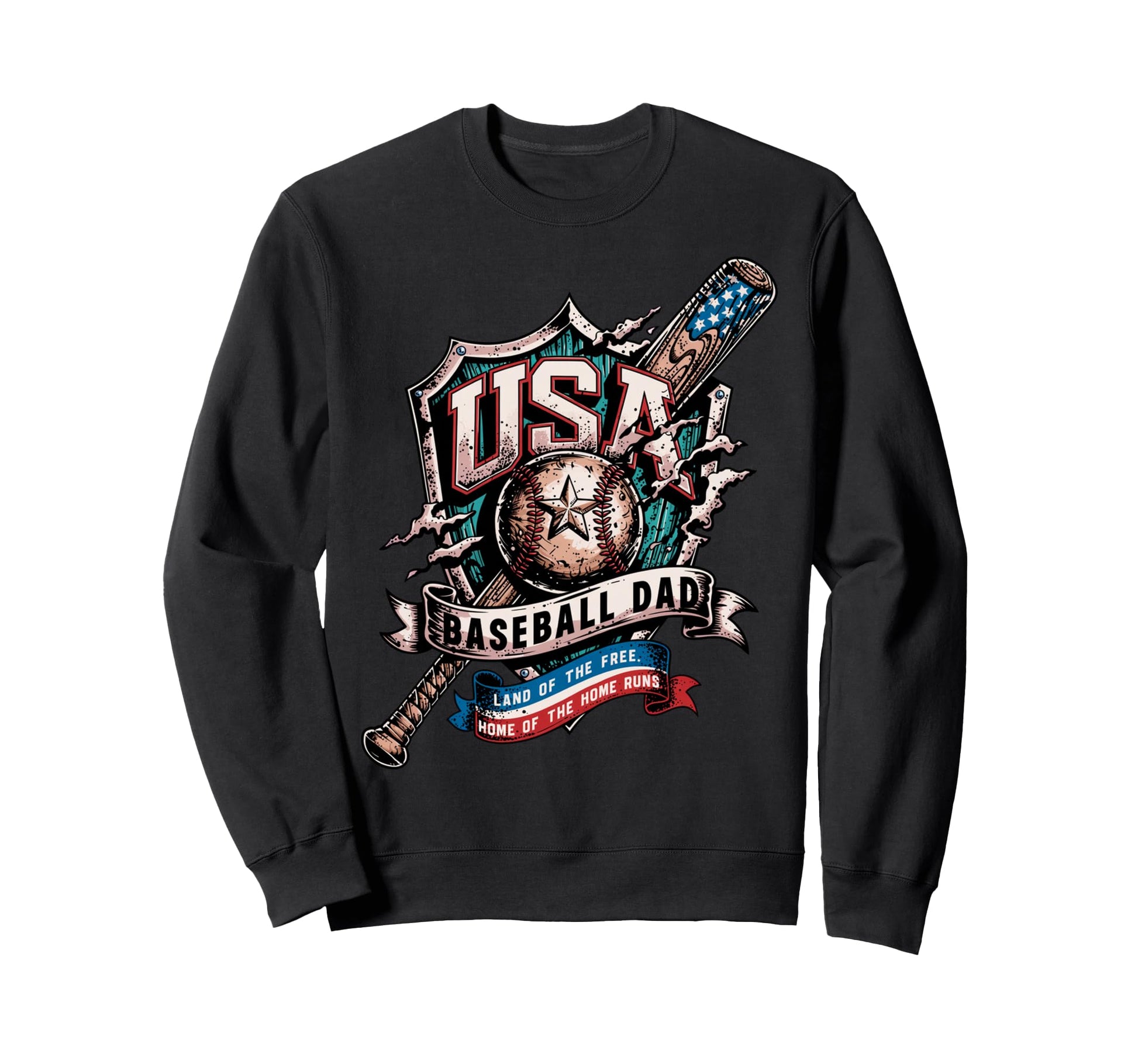 Usa American Baseball Dad Baseball Dad Sweatshirt - Unique Graphic Unisex - T-Shirt, Sweatshirt, Hoodie