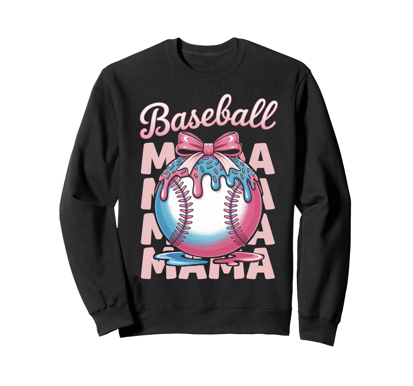 Baseball Mama Coquette Ribbon Ice Sweatshirt - Trendy Graphic for Adults - T-Shirt, Sweatshirt, Hoodie