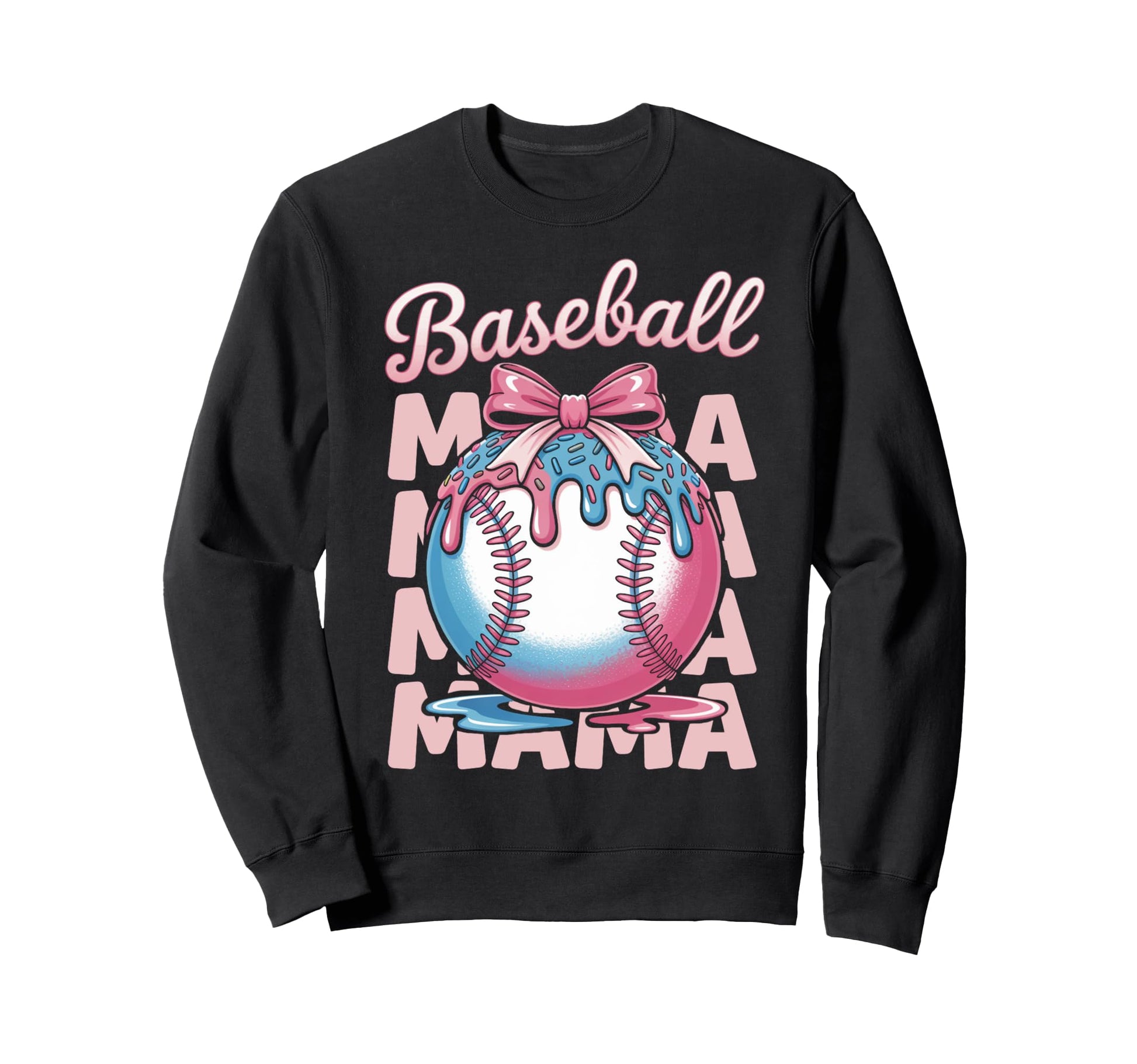 Baseball Mama Coquette Ribbon Ice Sweatshirt - Trendy Graphic for Adults - T-Shirt, Sweatshirt, Hoodie