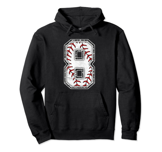 8 Years Old Birthday Baseball Theme Hoodie - Trendy Graphic Men Women - T-Shirt, Sweatshirt, Hoodie