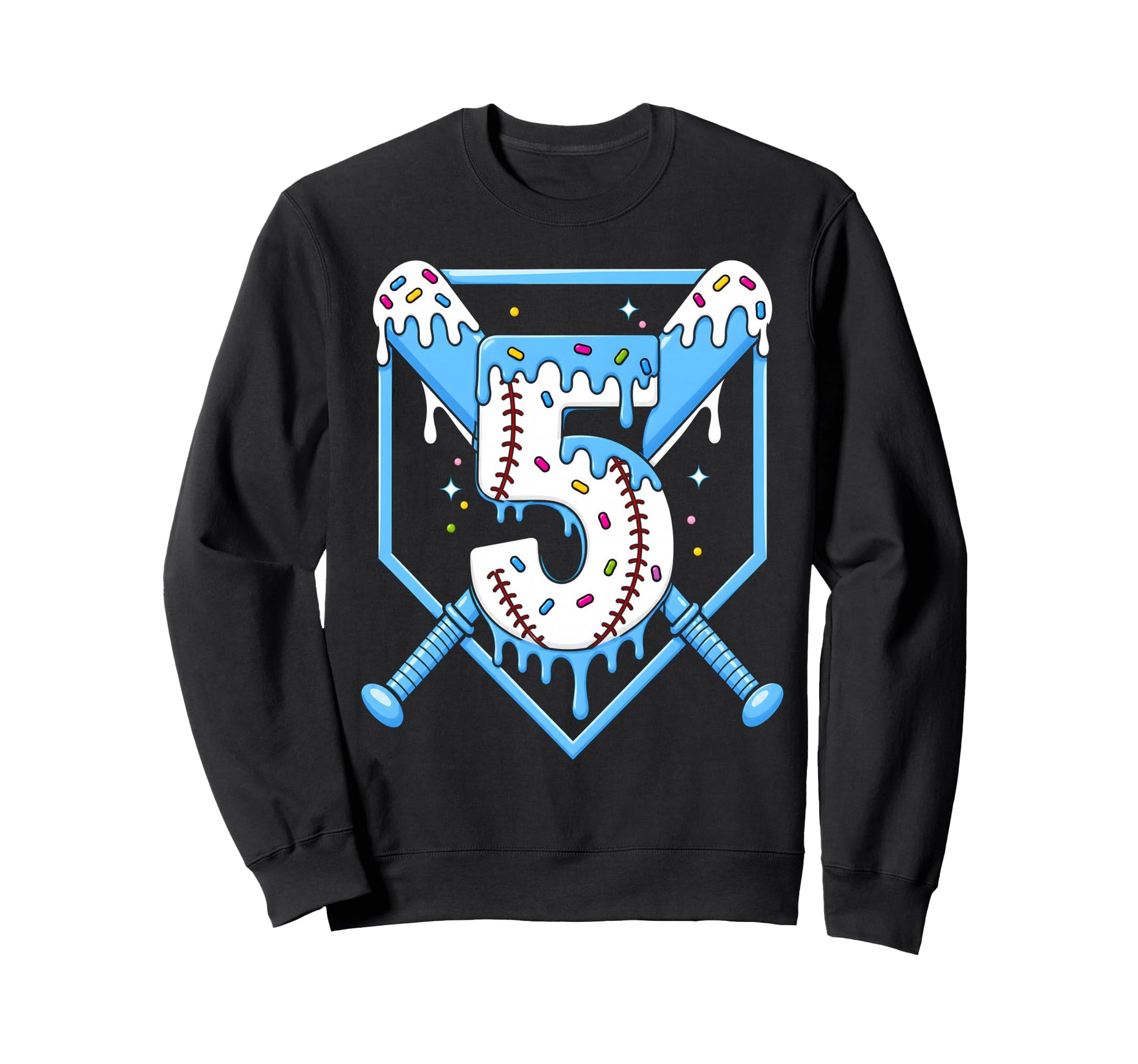 5Th Birthday Baseball Ice Cream Drip Sweatshirt - Minimalist Print Unisex - T-Shirt, Sweatshirt, Hoodie