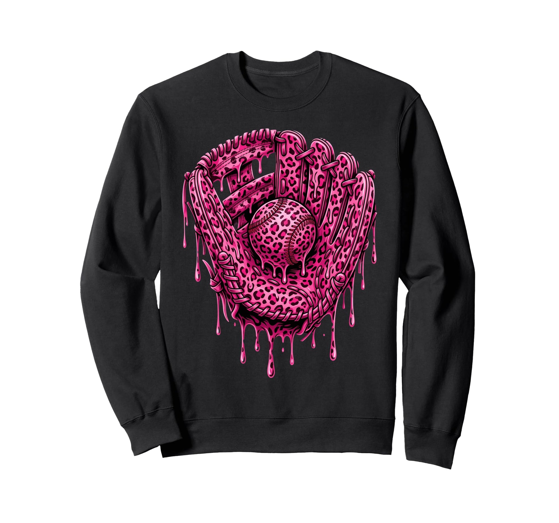 Baseball Drip Leopard Pattern Sweatshirt - Fun Novelty Design for Adults - T-Shirt, Sweatshirt, Hoodie