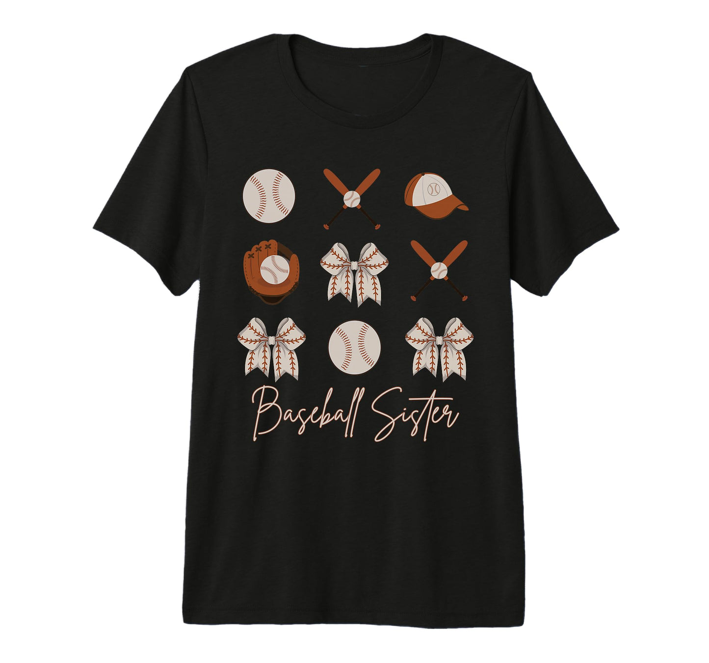 Baseball Sister Coquette Bow Cheer T-Shirt - Casual Everyday Wear Unisex - T-Shirt, Sweatshirt, Hoodie