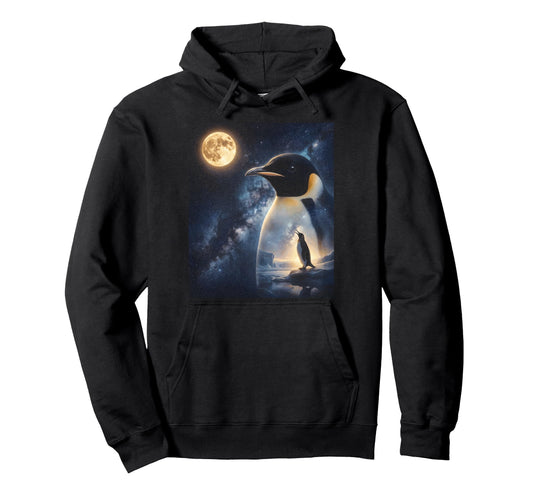 90S Penguin Howling Moon Y2K Aesthetic Hoodie - Casual Everyday Wear Unisex - T-Shirt, Sweatshirt, Hoodie