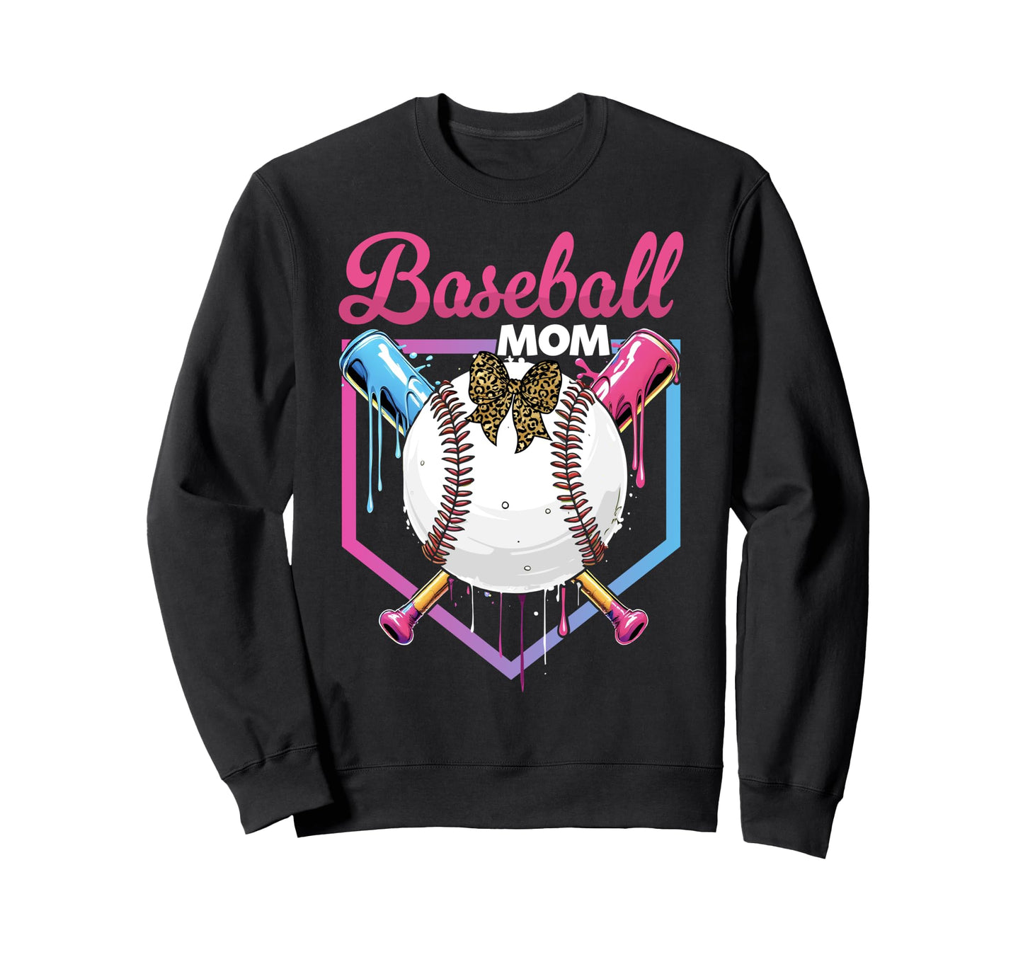 Baseball Drip Mom Bow Baseball Sweatshirt - Unique Graphic Men Women - T-Shirt, Sweatshirt, Hoodie