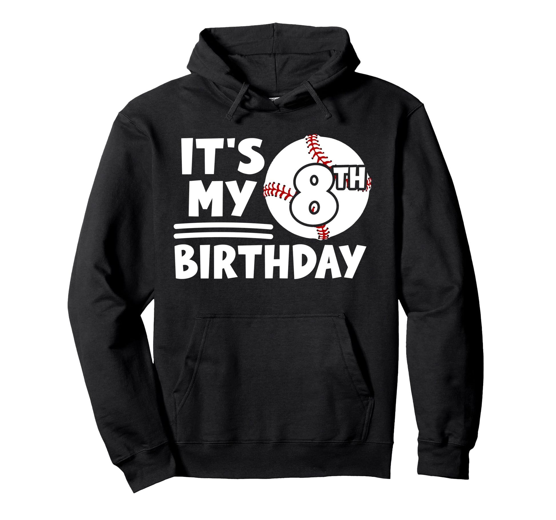 8Th Baseball Birthday Party 8 Year Old Hoodie - Novelty Apparel Unisex - T-Shirt, Sweatshirt, Hoodie