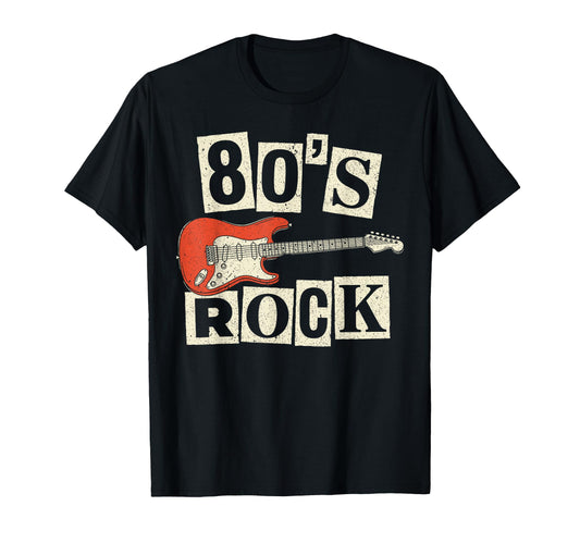 80S Rock Electric Guitar Rock N T-Shirt - Fun Novelty Design for Adults - T-Shirt, Sweatshirt, Hoodie