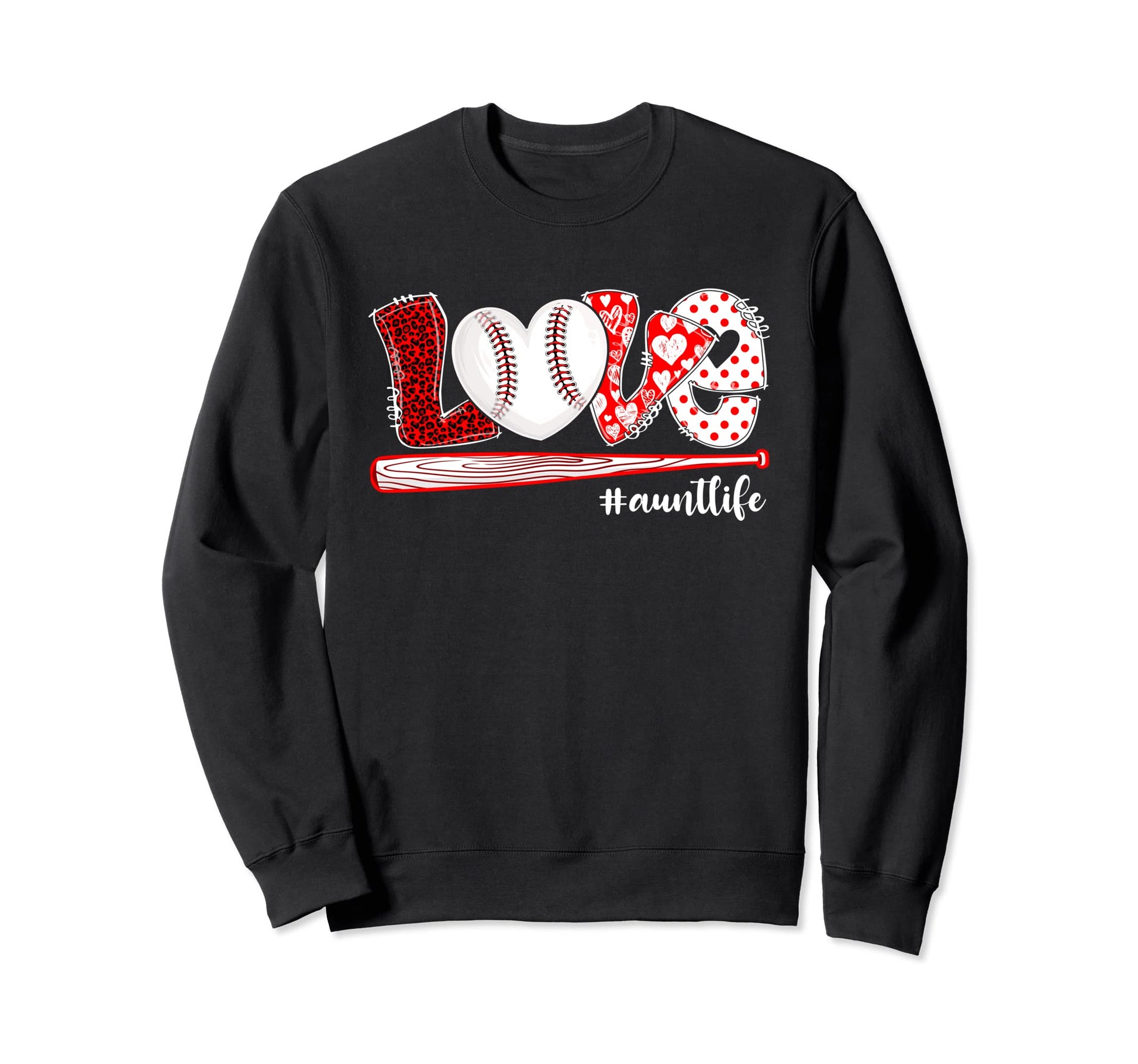 Love Baseball Aunt Life Leopard Sweatshirt - Novelty Apparel for Adults - T-Shirt, Sweatshirt, Hoodie