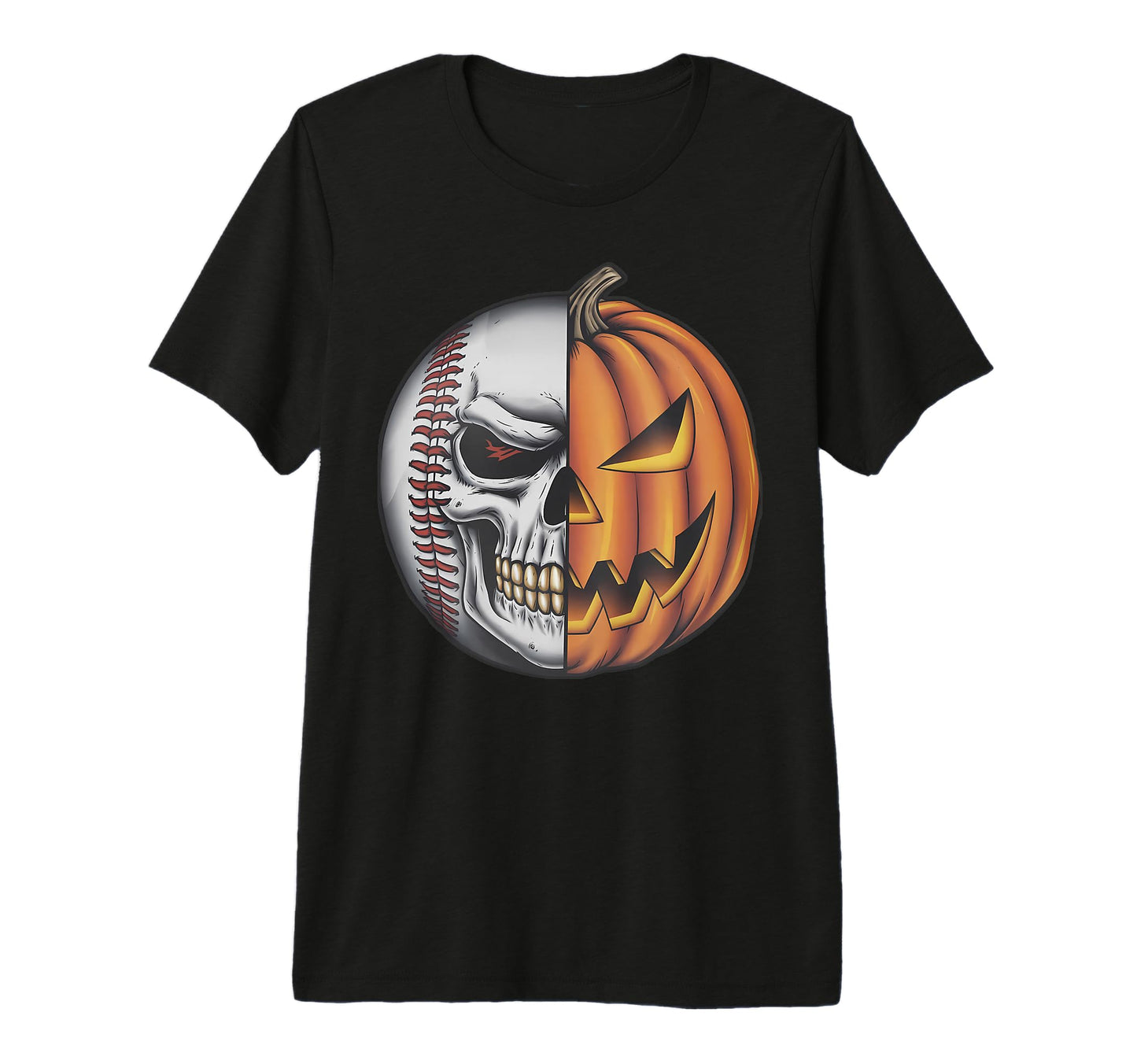 Halloween Skull Baseball Pumpkin Horror T-Shirt - Unique Graphic Unisex - T-Shirt, Sweatshirt, Hoodie