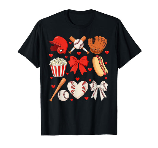 Baseball Bow Mothers Day Baseball T-Shirt - Casual Everyday Wear Unisex - T-Shirt, Sweatshirt, Hoodie