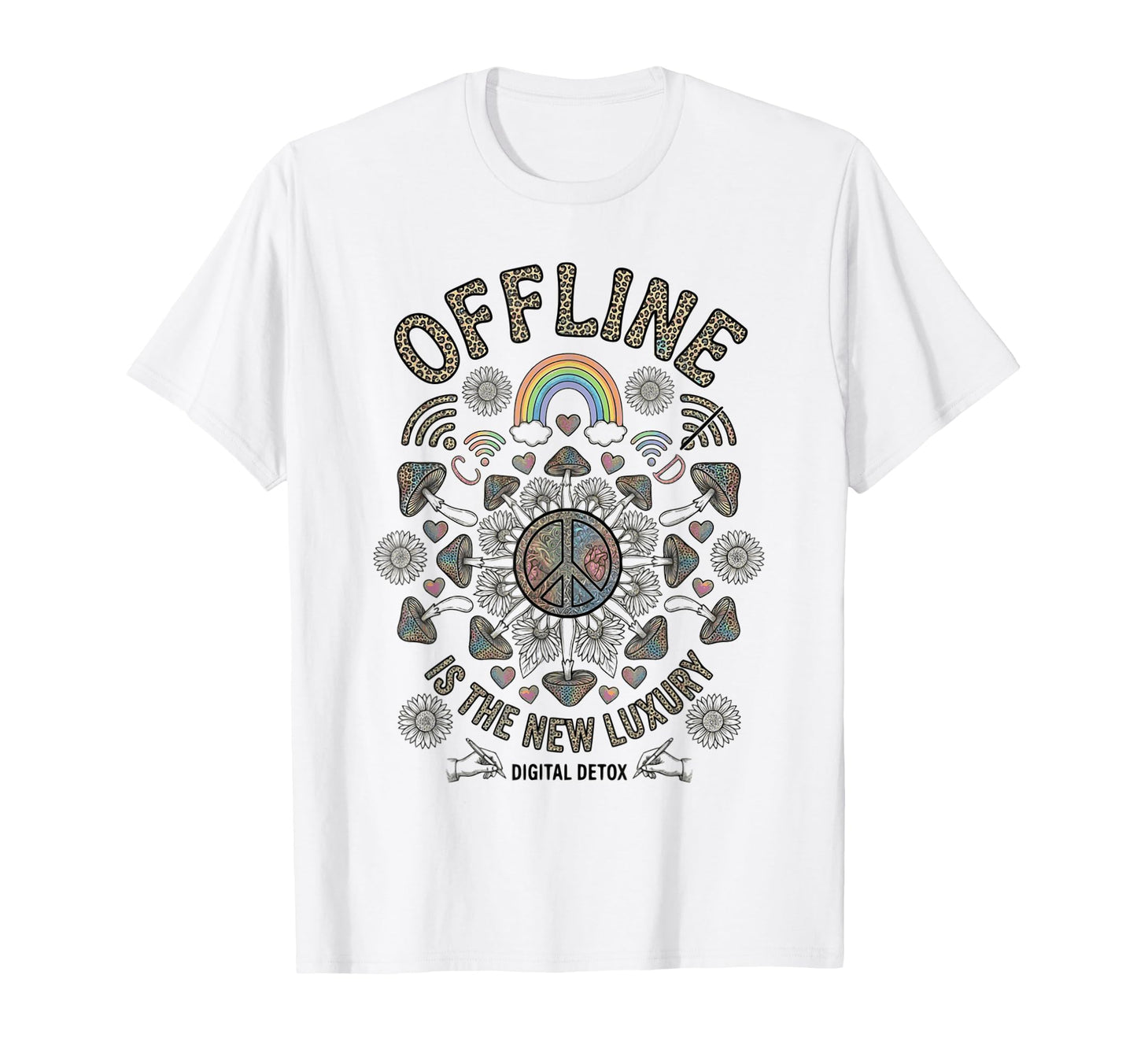 Offline Is New Luxury Psychedelic Peace T-Shirt - Aesthetic Graphic Unisex - T-Shirt, Sweatshirt, Hoodie
