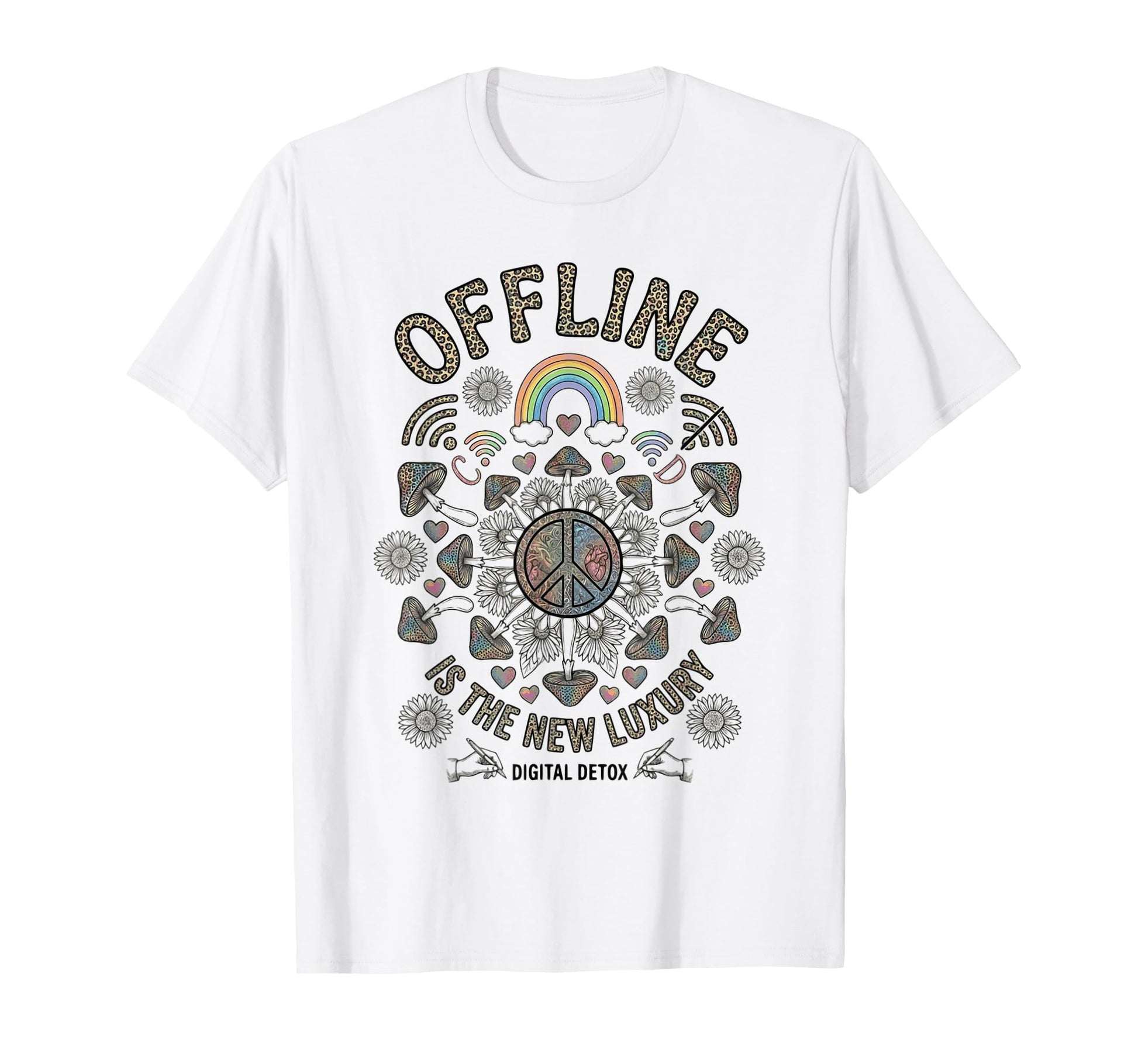 Offline Is New Luxury Psychedelic Peace T-Shirt - Aesthetic Graphic Unisex - T-Shirt, Sweatshirt, Hoodie