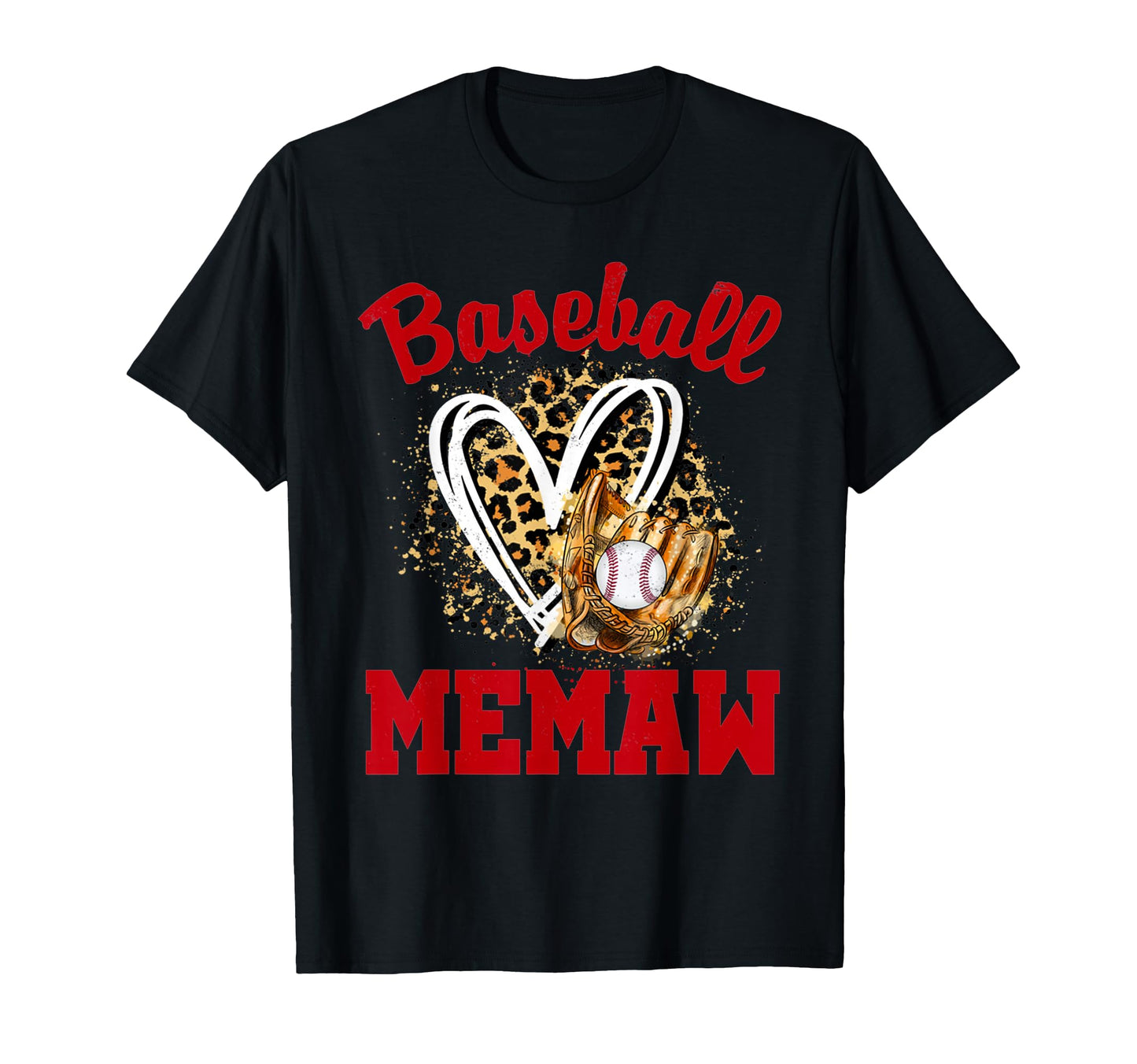 Unique Baseball Memaw Leopard Heart T-Shirt - Streetwear Style for Adults - T-Shirt, Sweatshirt, Hoodie