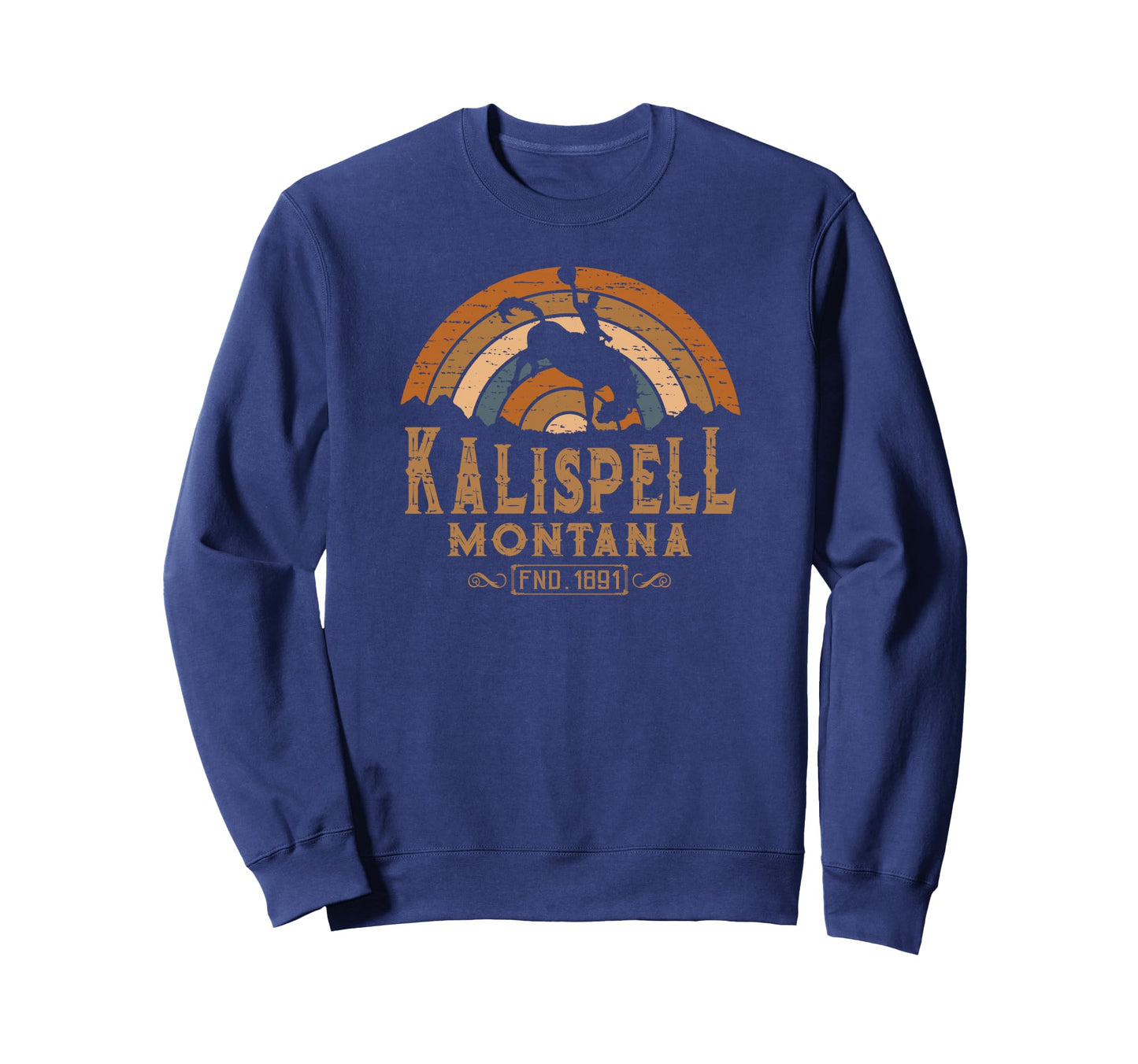 Kalispell Montana Mt Rodeo Cowboy Sweatshirt - Custom Art Print Men Women - T-Shirt, Sweatshirt, Hoodie