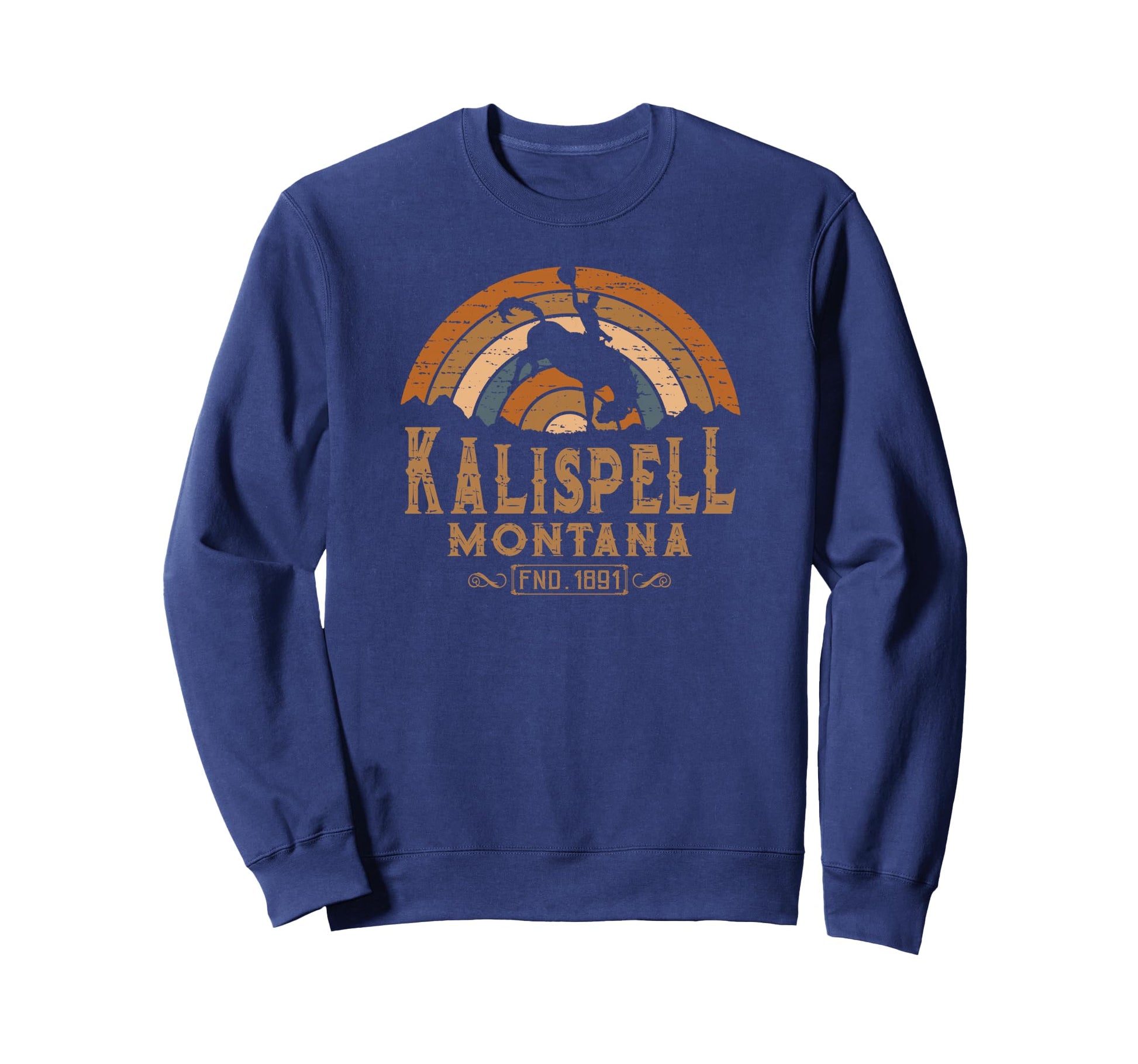 Kalispell Montana Mt Rodeo Cowboy Sweatshirt - Custom Art Print Men Women - T-Shirt, Sweatshirt, Hoodie