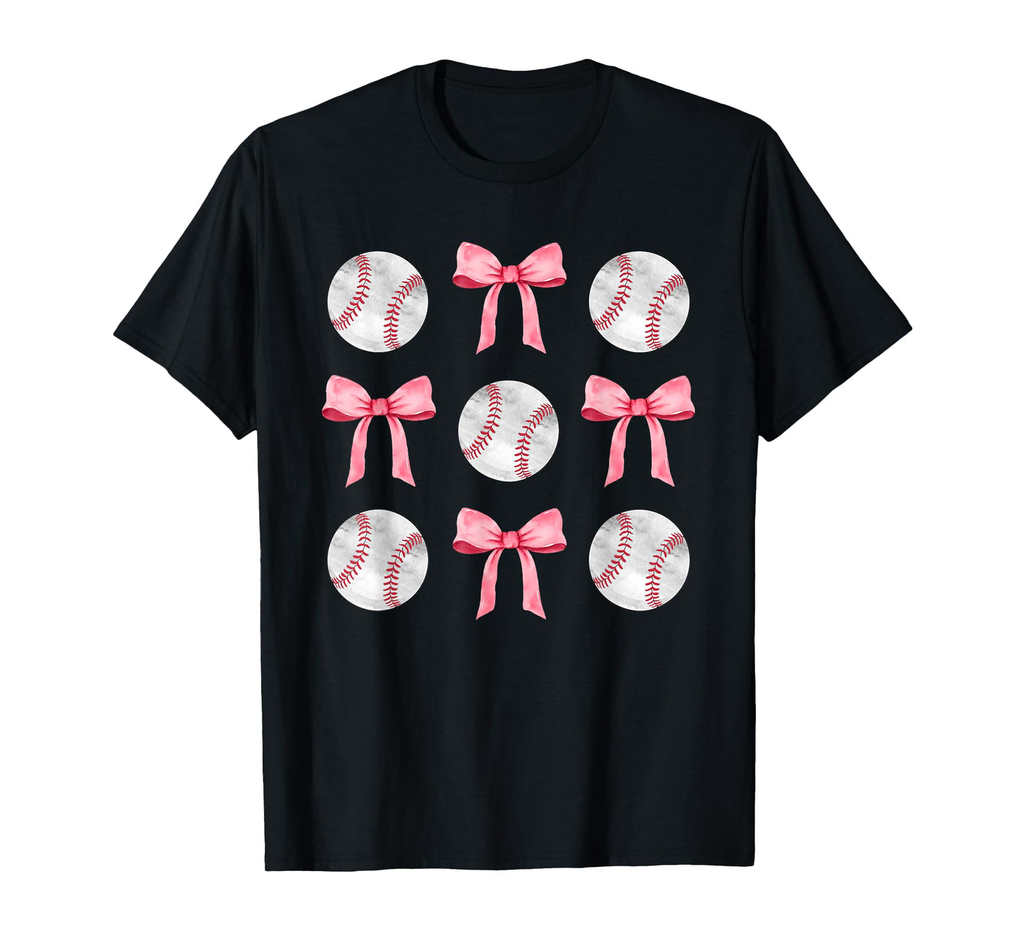 Baseballs Bows Ball Mom School Pride Gift T-Shirt - Minimalist Print Unisex - T-Shirt, Sweatshirt, Hoodie