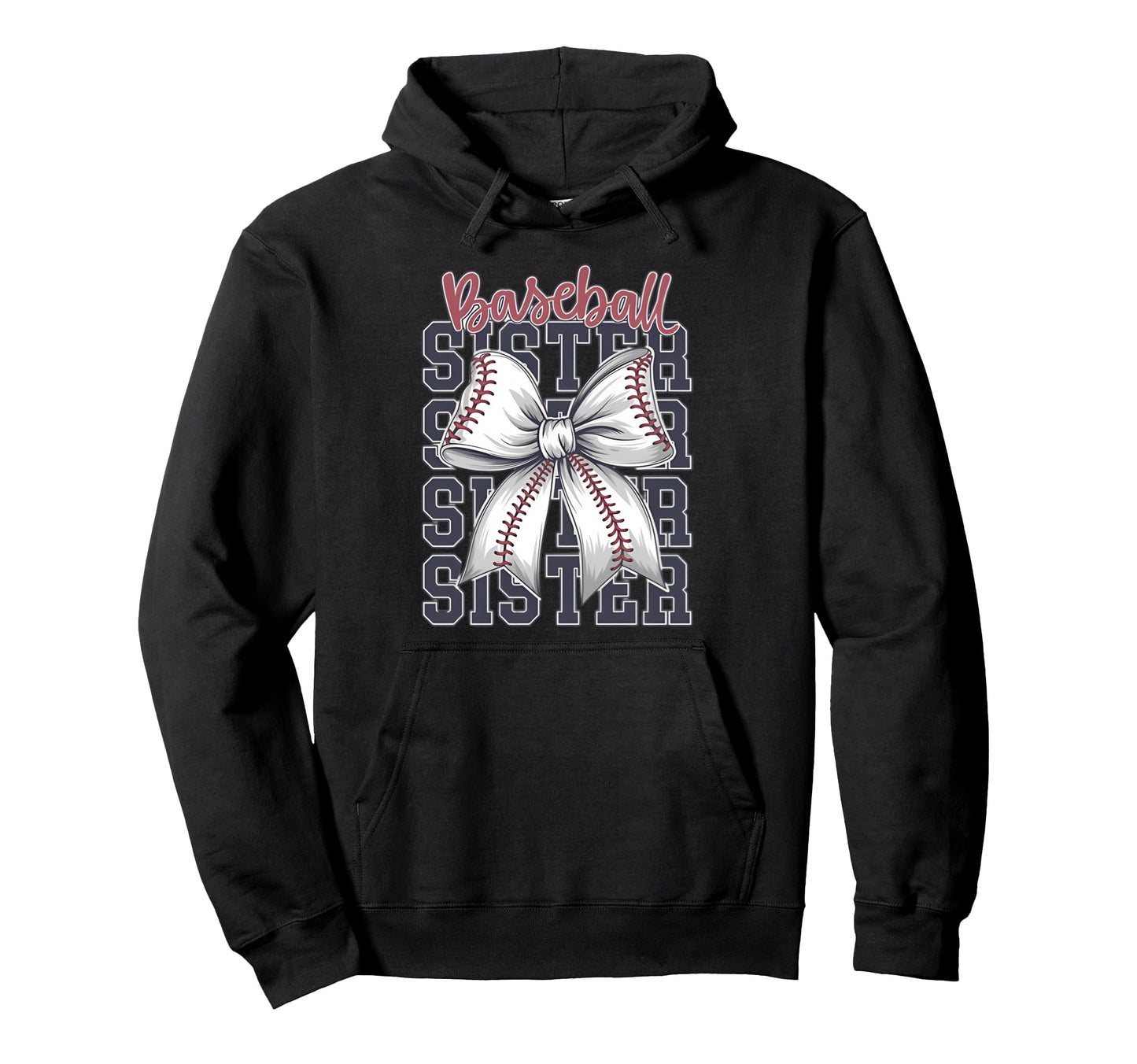 Baseball Sister Coquette Bow Hoodie - Novelty Apparel Unisex - T-Shirt, Sweatshirt, Hoodie