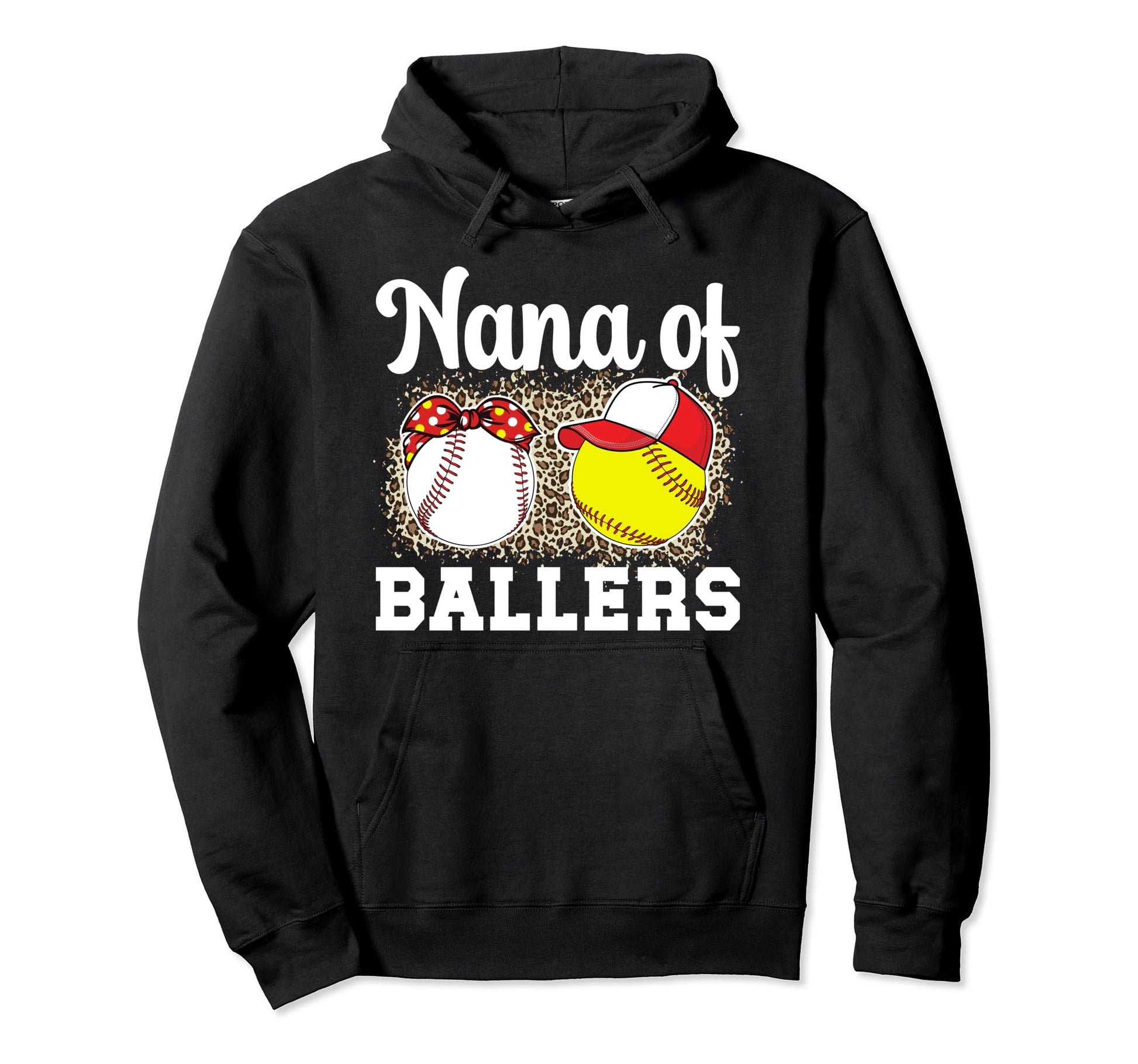 Nana Ballers Leopard Softball Baseball Hoodie - Trendy Graphic Men Women - T-Shirt, Sweatshirt, Hoodie