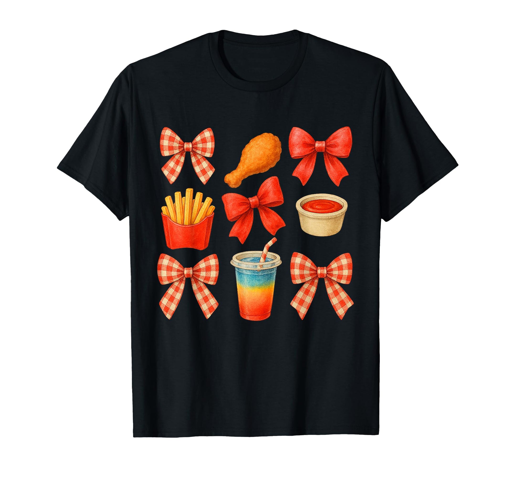 Fast Food Flirty Bows Funny Y2K T-Shirt - Unique Graphic Men Women - T-Shirt, Sweatshirt, Hoodie