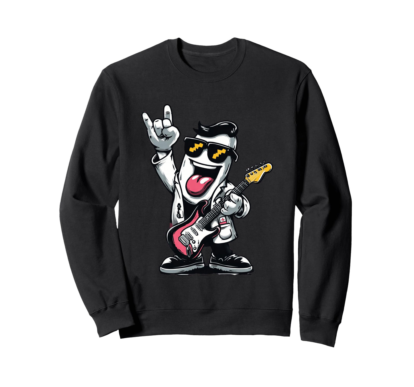 Funny Guitarist Character Music Lover Sweatshirt - Minimalist Print Unisex - T-Shirt, Sweatshirt, Hoodie