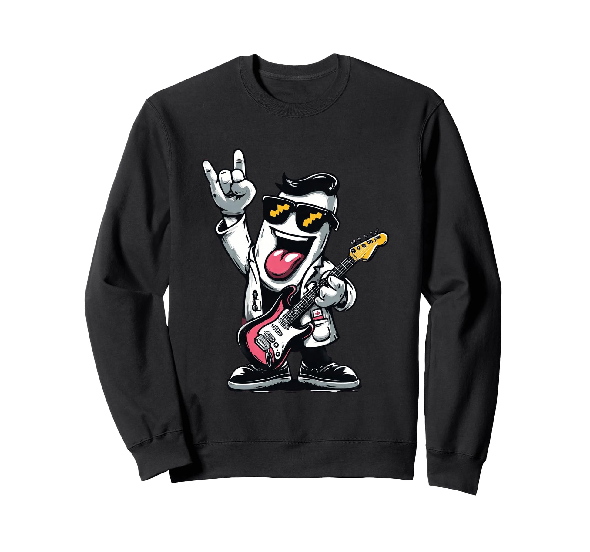 Funny Guitarist Character Music Lover Sweatshirt - Minimalist Print Unisex - T-Shirt, Sweatshirt, Hoodie