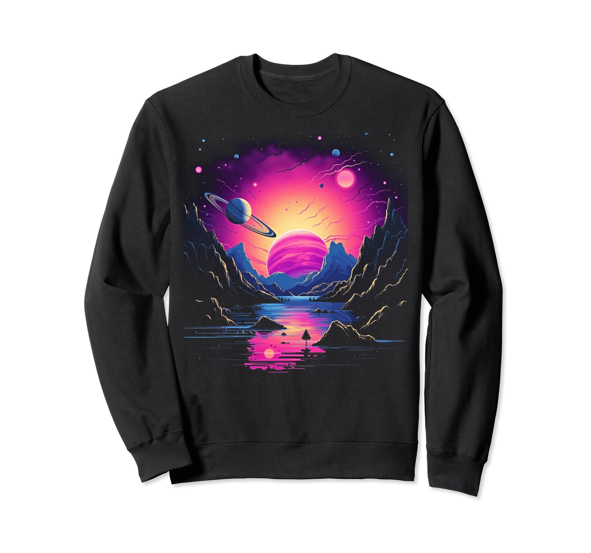 Vaporwave Solar System 80S Sweatshirt - Fun Novelty Design for Adults - T-Shirt, Sweatshirt, Hoodie