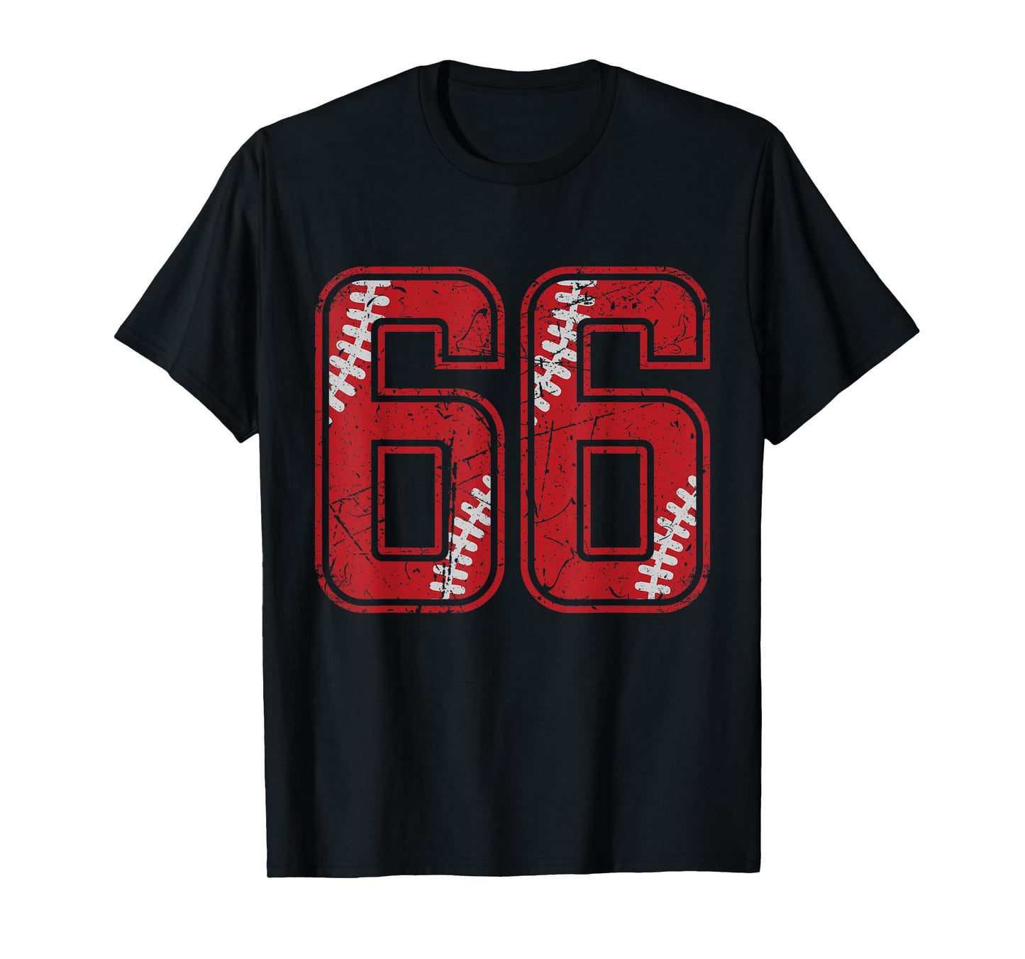 Number 66 Distressed Baseball Jersey T-Shirt - Fun Novelty Design Unisex - T-Shirt, Sweatshirt, Hoodie