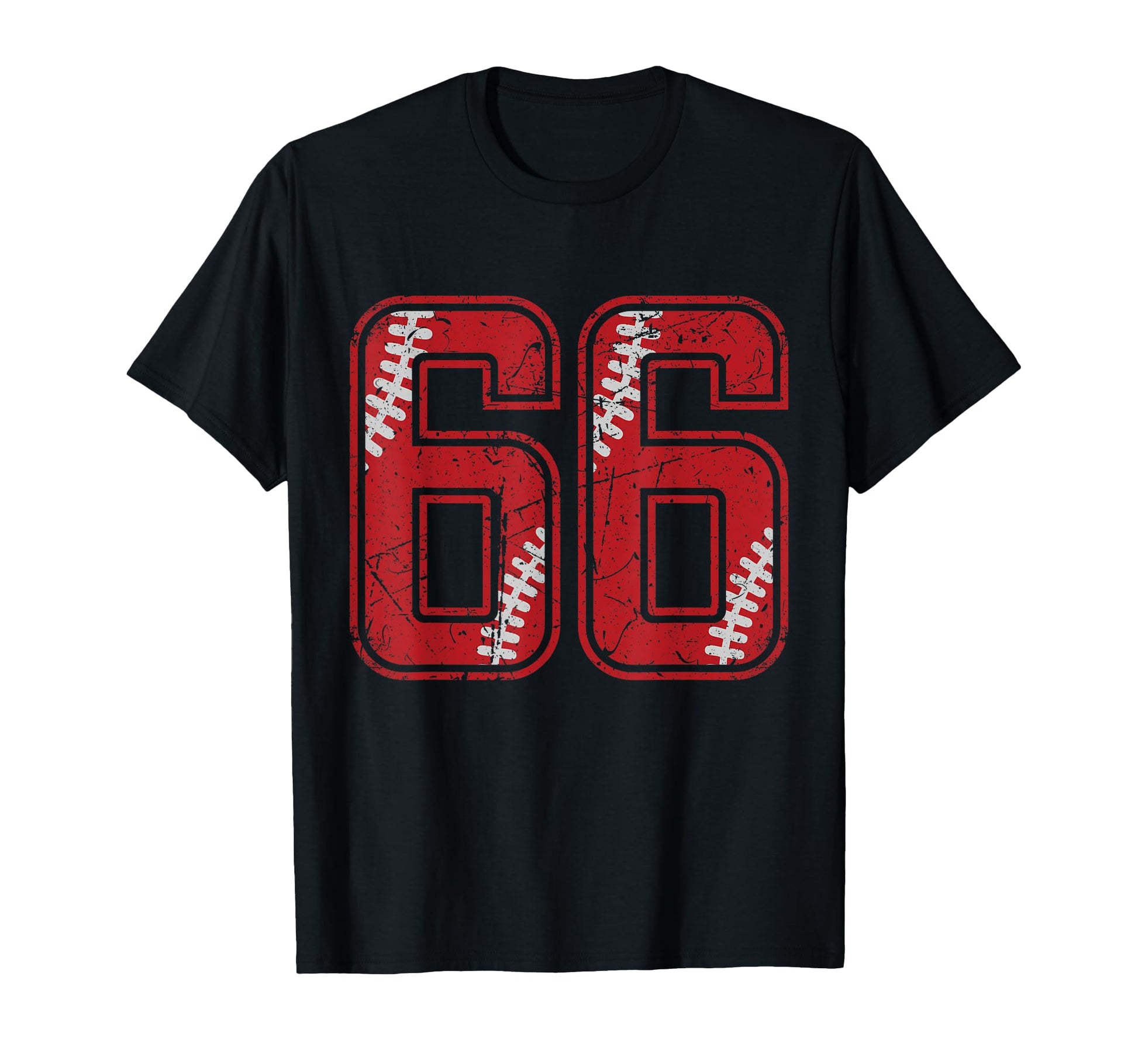 Number 66 Distressed Baseball Jersey T-Shirt - Fun Novelty Design Unisex - T-Shirt, Sweatshirt, Hoodie