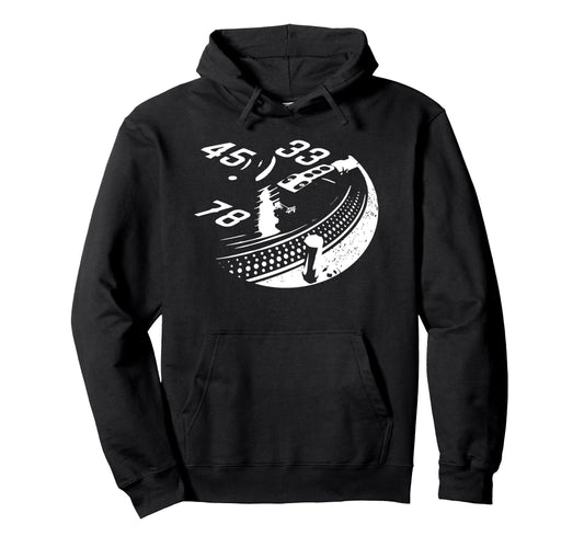 33 45 78 Lp Vinyl Record Player Hoodie - Fun Novelty Design Men Women - T-Shirt, Sweatshirt, Hoodie