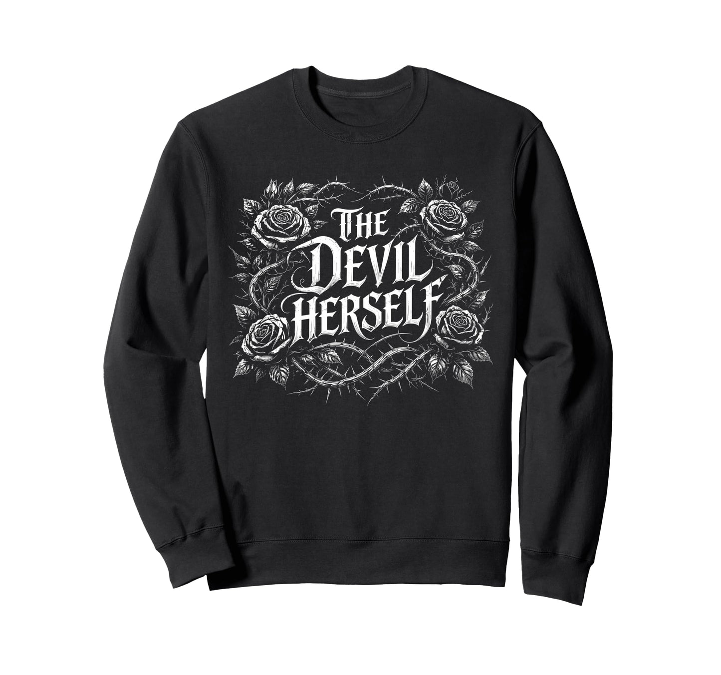 Devil Herself Occult Dark Sweatshirt - Aesthetic Graphic for Adults - T-Shirt, Sweatshirt, Hoodie