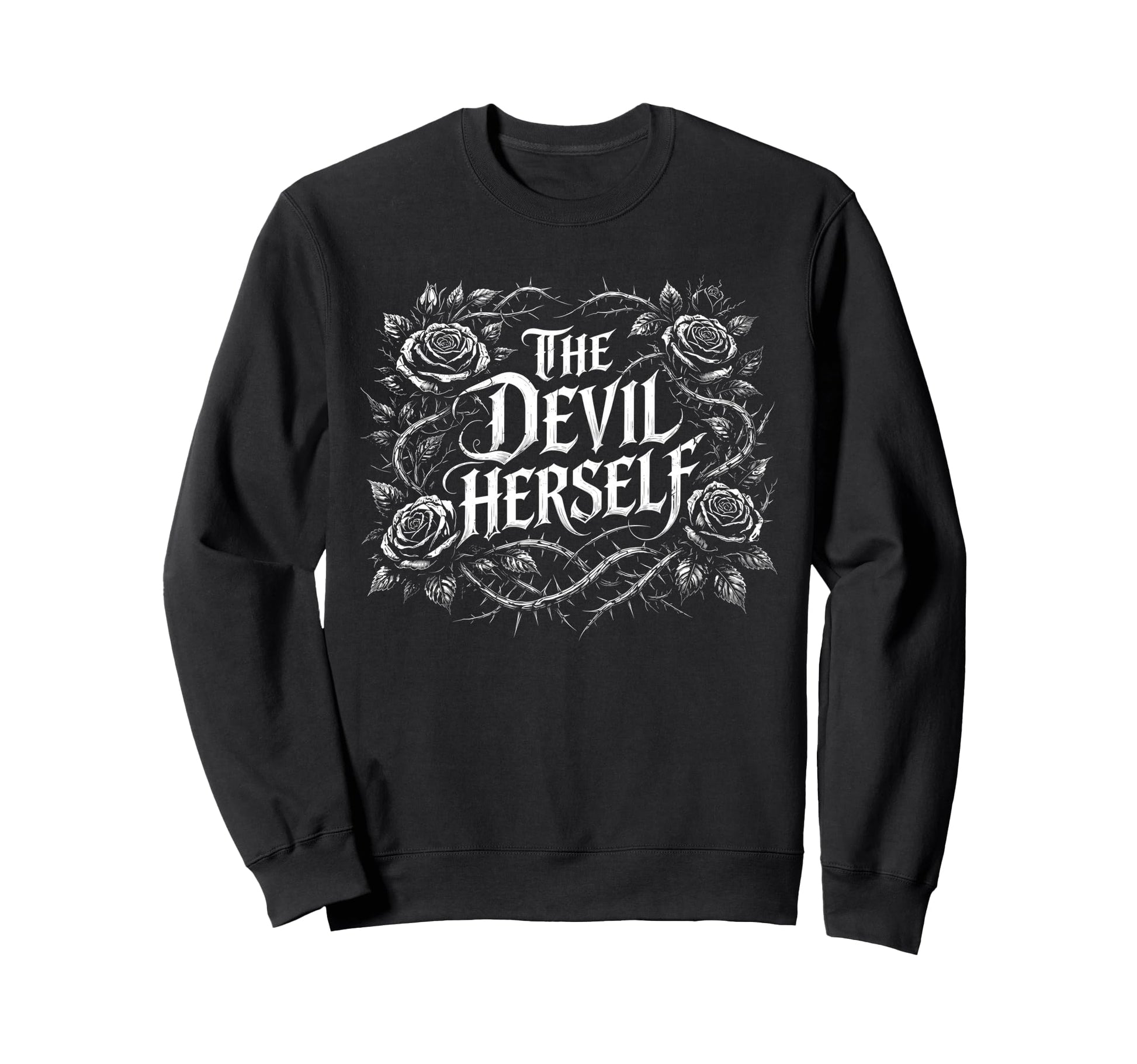 Devil Herself Occult Dark Sweatshirt - Aesthetic Graphic for Adults - T-Shirt, Sweatshirt, Hoodie