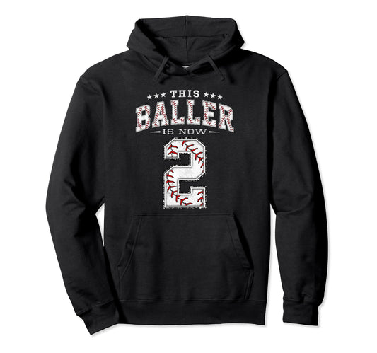 2 Years Old Birthday Baseball Theme Two Hoodie - Minimalist Print Unisex - T-Shirt, Sweatshirt, Hoodie