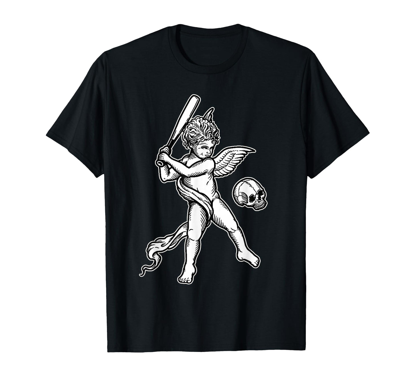 Angel Cherub Skull Baseball T-Shirt - Unique Graphic Unisex - T-Shirt, Sweatshirt, Hoodie