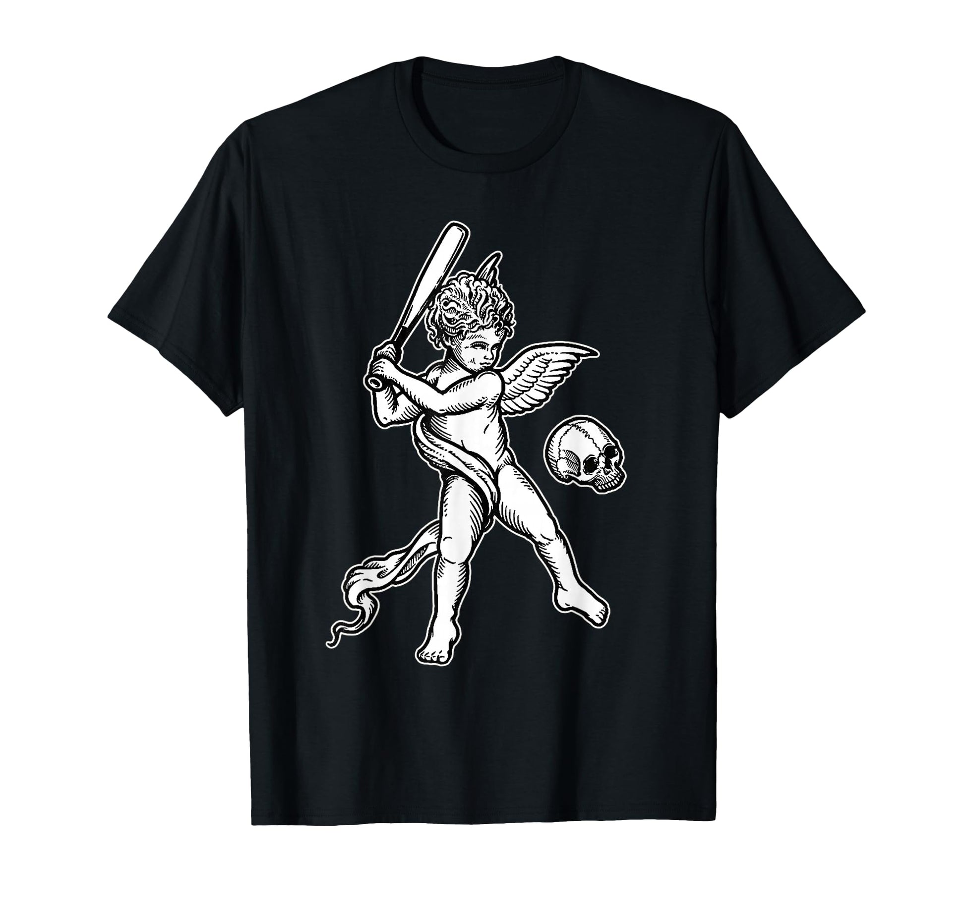 Angel Cherub Skull Baseball T-Shirt - Unique Graphic Unisex - T-Shirt, Sweatshirt, Hoodie