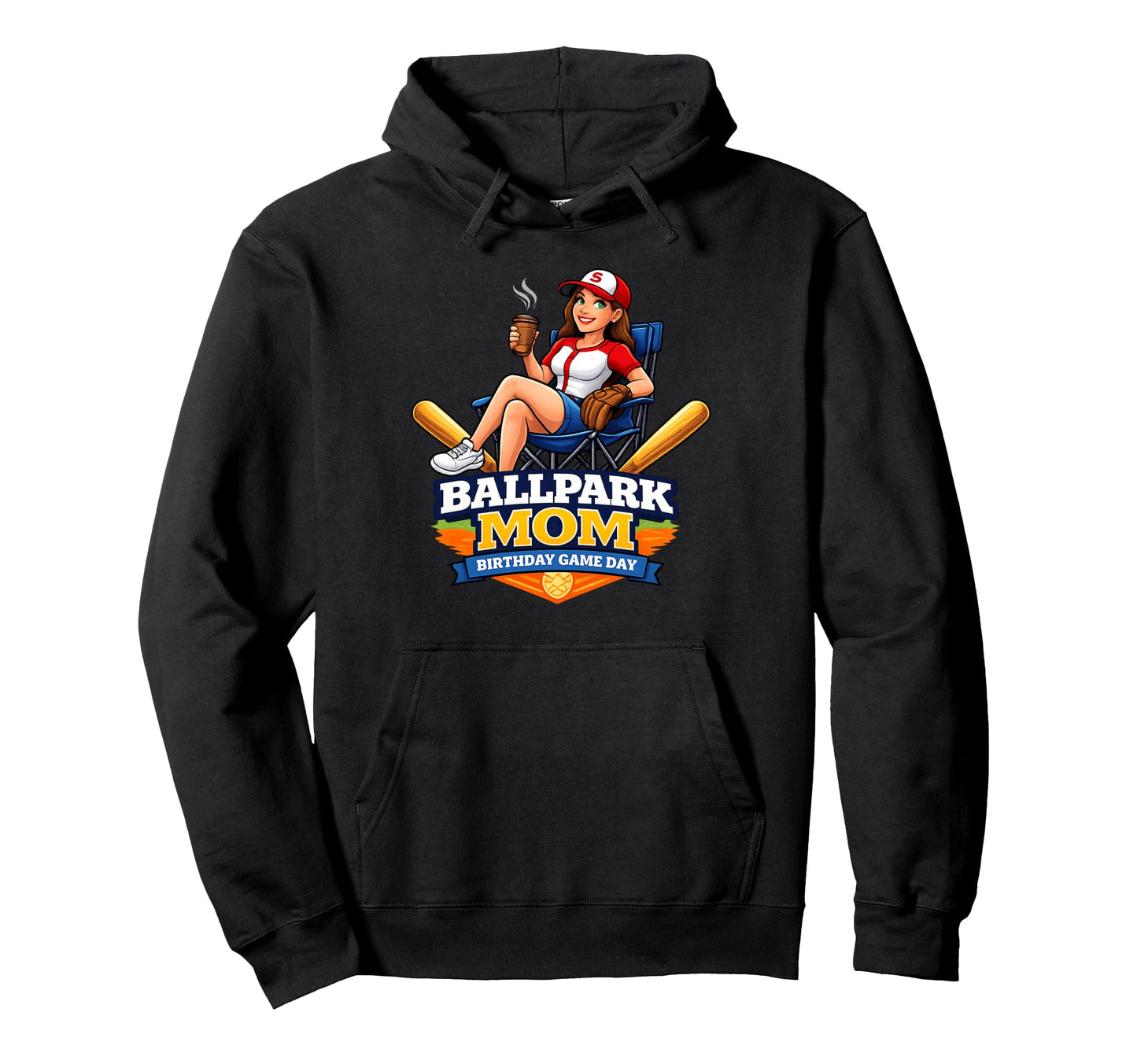 Baseball Ballpark Mom Birthday Game Day Hoodie - Fun Novelty Design Unisex - T-Shirt, Sweatshirt, Hoodie