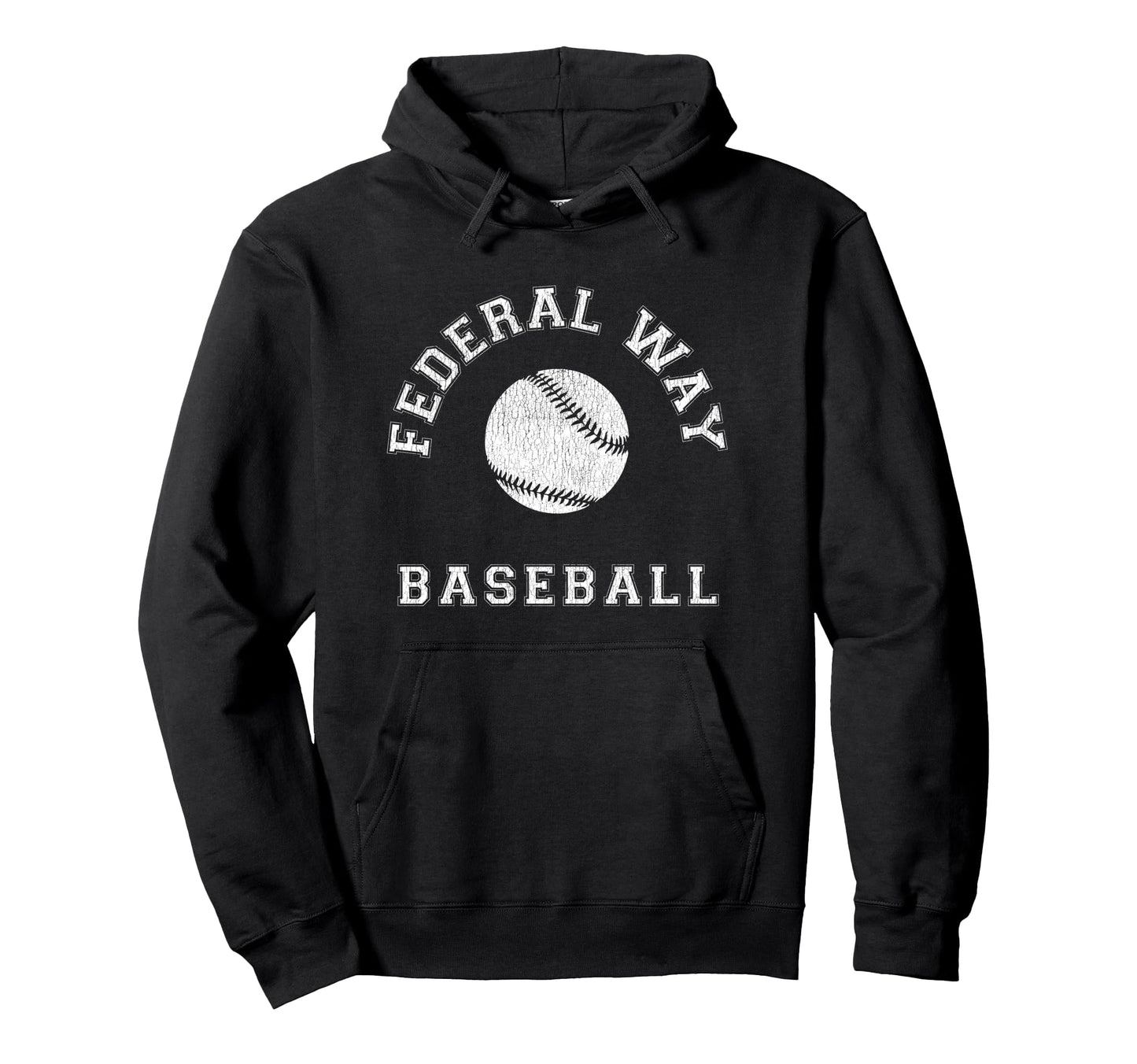 Federal Way Baseball Distressed Hoodie - Graphic Print for Adults - T-Shirt, Sweatshirt, Hoodie