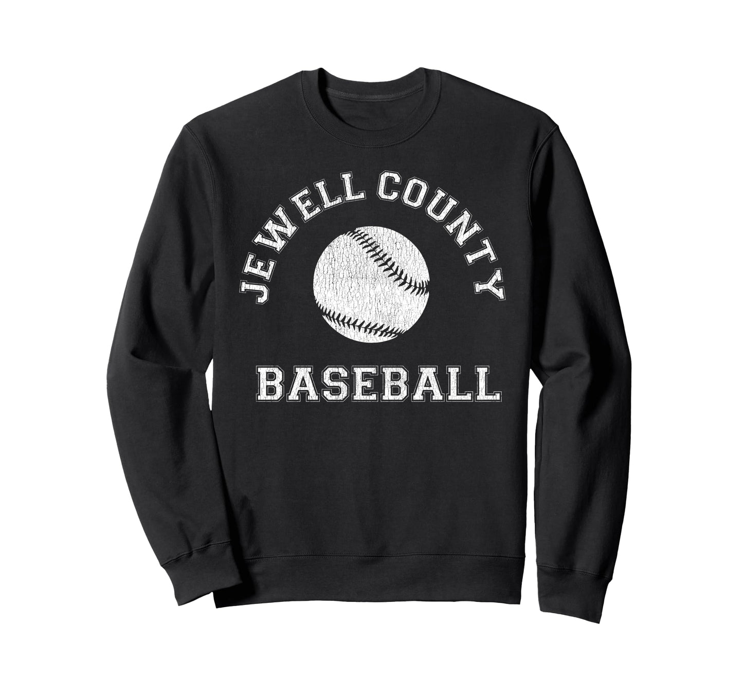 Jewell County Baseball Distressed Sweatshirt - Trendy Graphic Men Women - T-Shirt, Sweatshirt, Hoodie