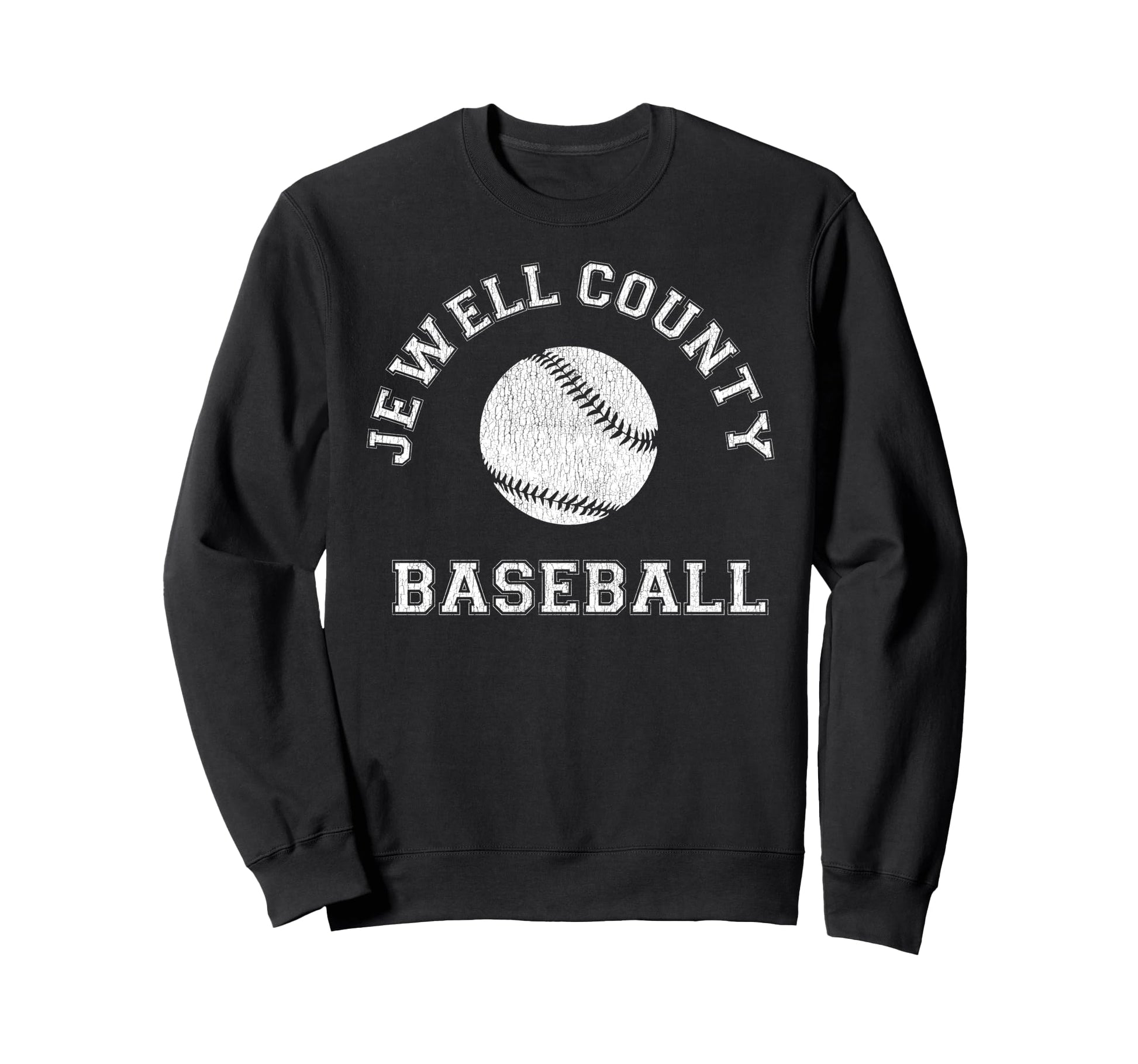Jewell County Baseball Distressed Sweatshirt - Trendy Graphic Men Women - T-Shirt, Sweatshirt, Hoodie