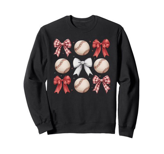 Baseball Coquette Bow Mom Sister Sweatshirt - Streetwear Style Unisex - T-Shirt, Sweatshirt, Hoodie