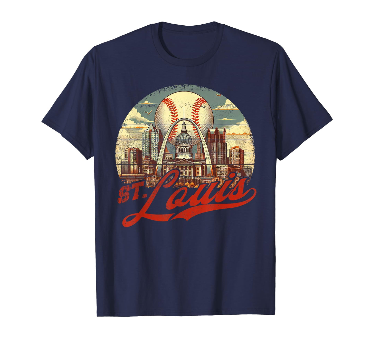 St Louis Baseball American Us Flag T-Shirt - Fun Novelty Design Men Women - T-Shirt, Sweatshirt, Hoodie