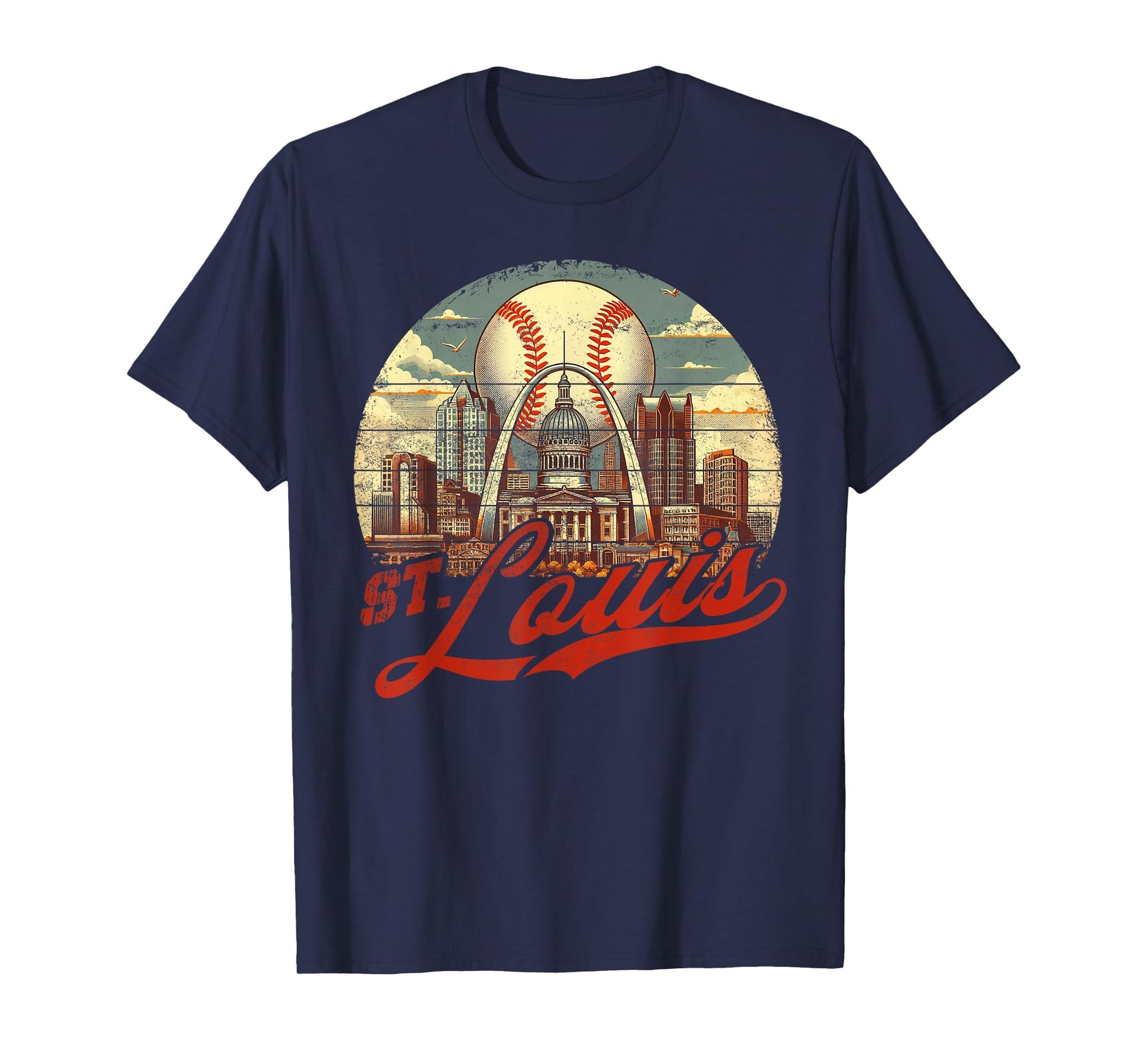 St Louis Baseball American Us Flag T-Shirt - Fun Novelty Design Men Women - T-Shirt, Sweatshirt, Hoodie