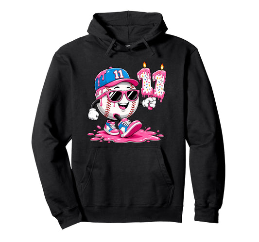 Baseball 11Th Birthday 11 Years Old Hoodie - Aesthetic Graphic Men Women - T-Shirt, Sweatshirt, Hoodie