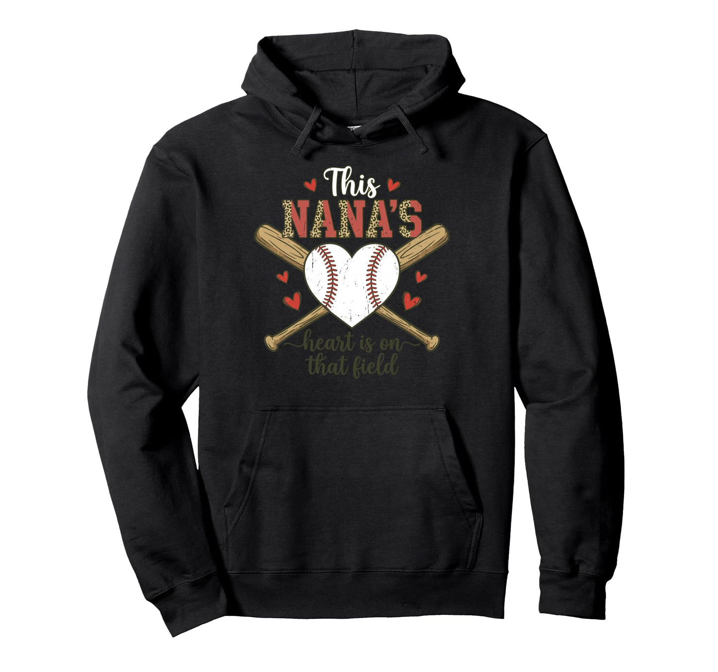 Nana Baseball Heart Leopard Field Hoodie - Novelty Apparel Men Women - T-Shirt, Sweatshirt, Hoodie