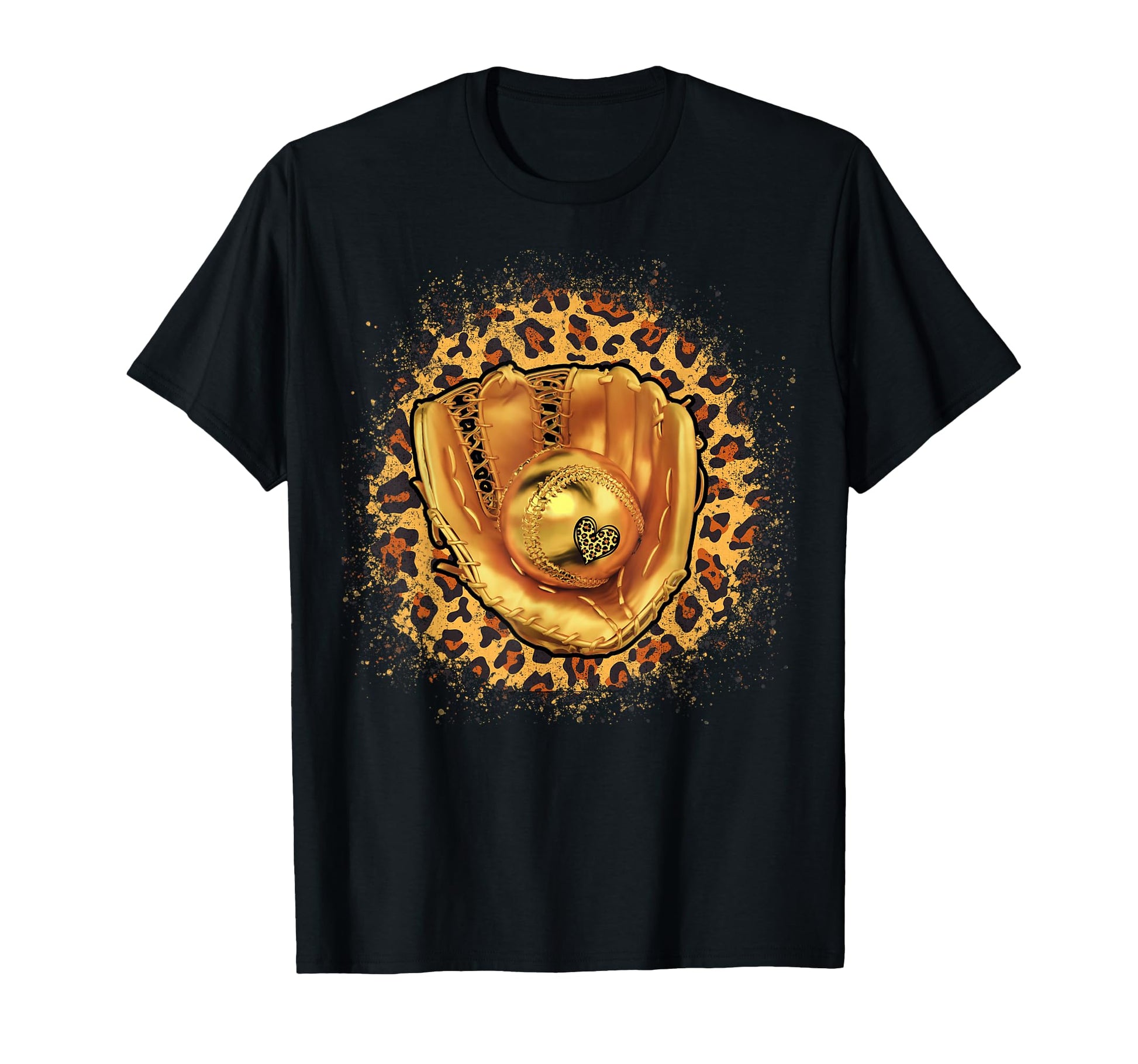 Gold Baseball Softball Leopard T-Shirt - Custom Art Print for Adults - T-Shirt, Sweatshirt, Hoodie