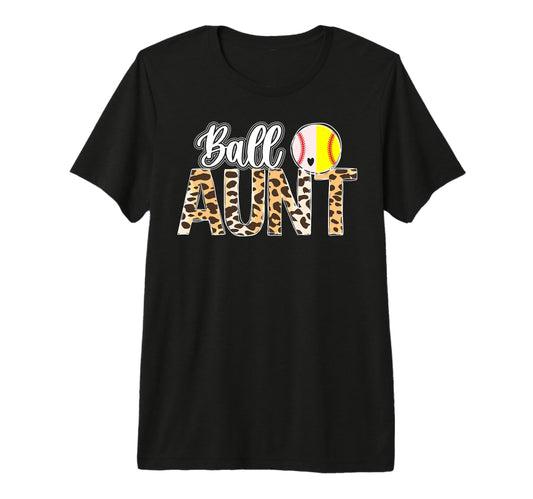 Ball Aunt Leopard Softball Baseball Aunt T-Shirt - Minimalist Print Unisex - T-Shirt, Sweatshirt, Hoodie