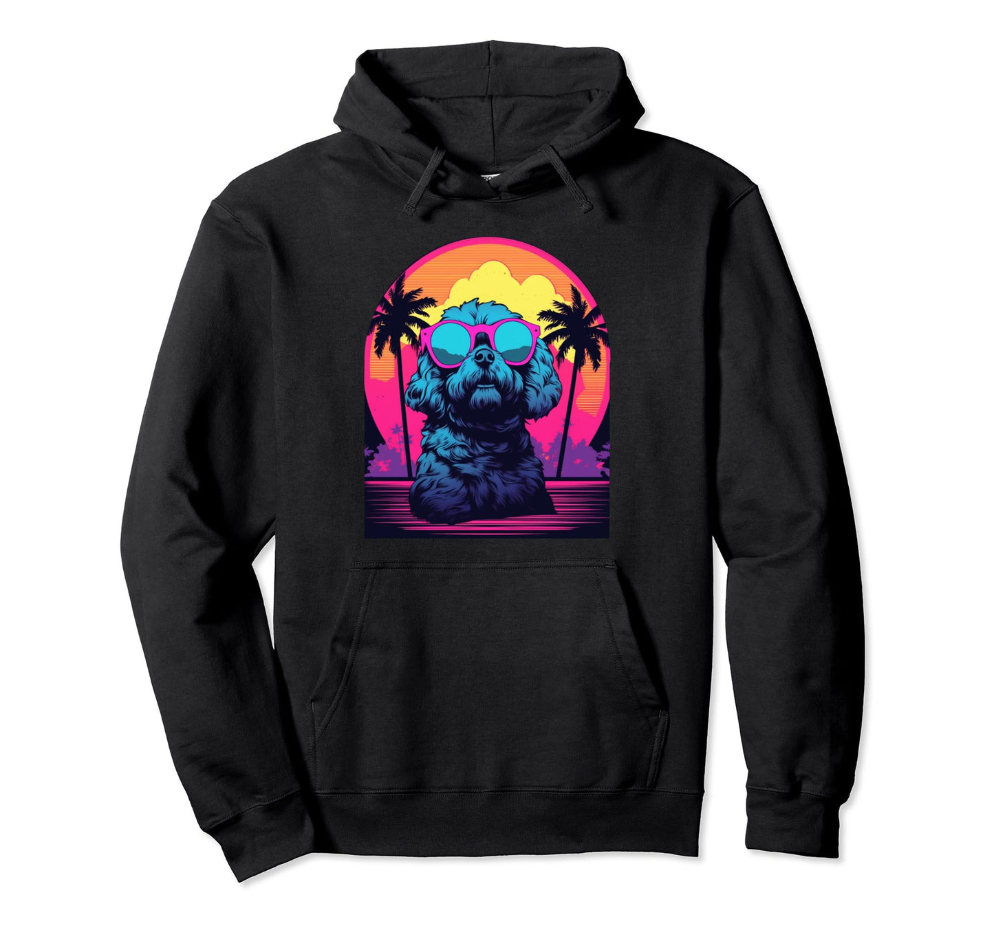 Bichon Frise Dog 80S Synthwave Hoodie - Casual Everyday Wear Men Women - T-Shirt, Sweatshirt, Hoodie