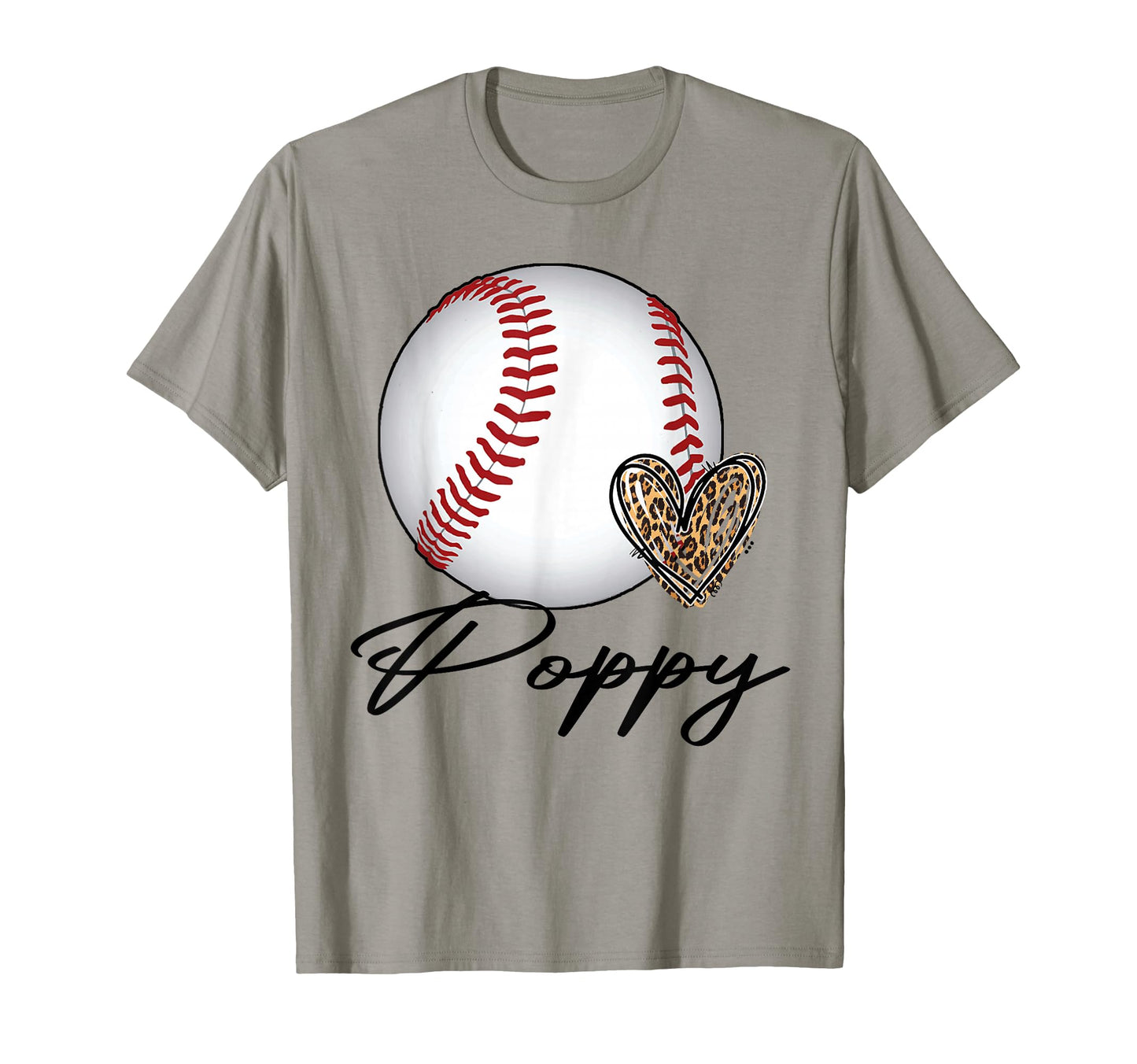 Baseball Poppy Leopard Heart Sport T-Shirt - Aesthetic Graphic Men Women - T-Shirt, Sweatshirt, Hoodie
