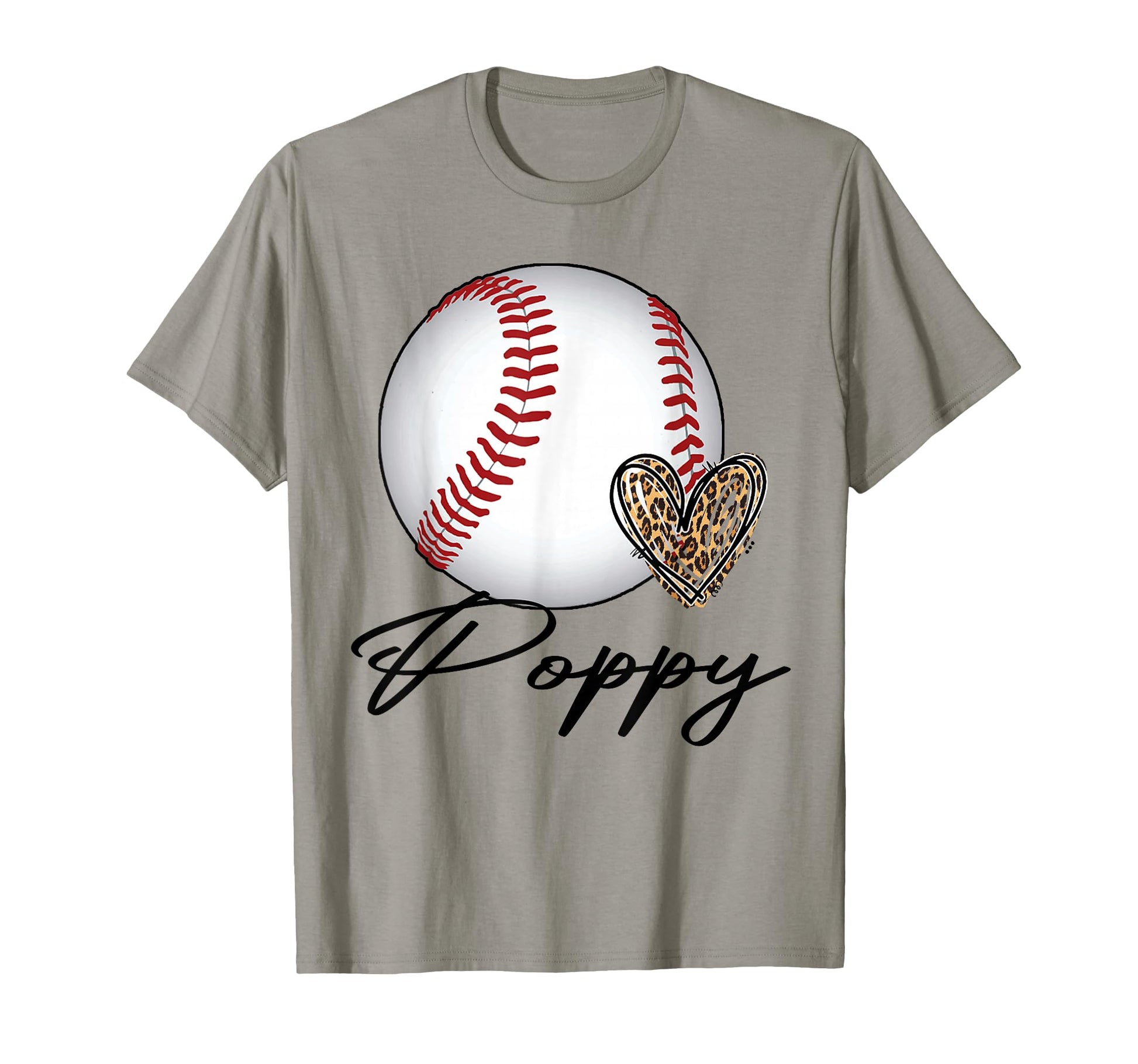 Baseball Poppy Leopard Heart Sport T-Shirt - Aesthetic Graphic Men Women - T-Shirt, Sweatshirt, Hoodie
