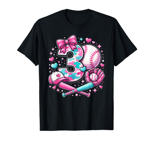 Baseball 3Rd Birthday Celebration Softball T-Shirt - Novelty Apparel Unisex - T-Shirt, Sweatshirt, Hoodie